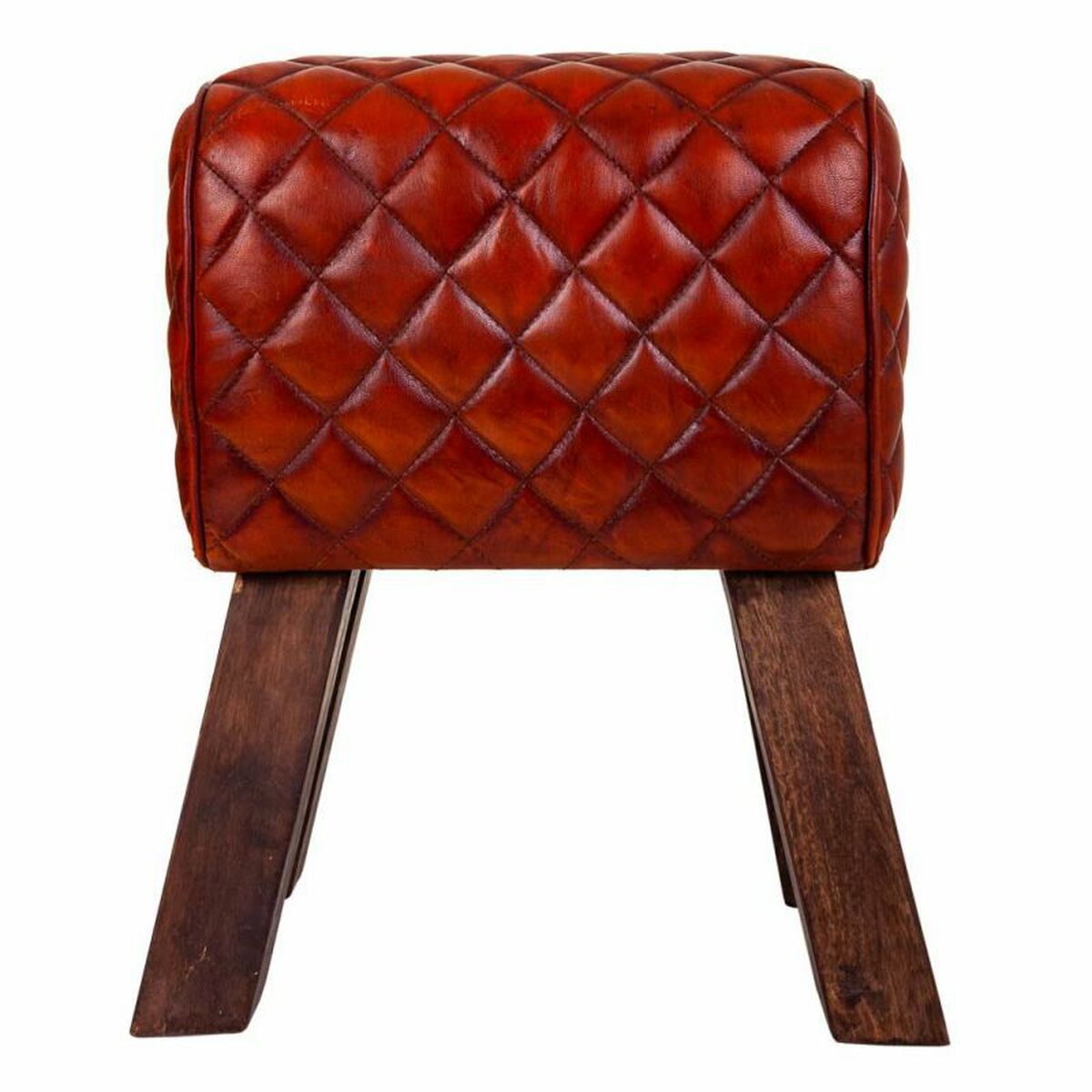 Sittpall Alexandra House Living Brun Läder Mangoträ 51 x 30 x 41 cm - 2