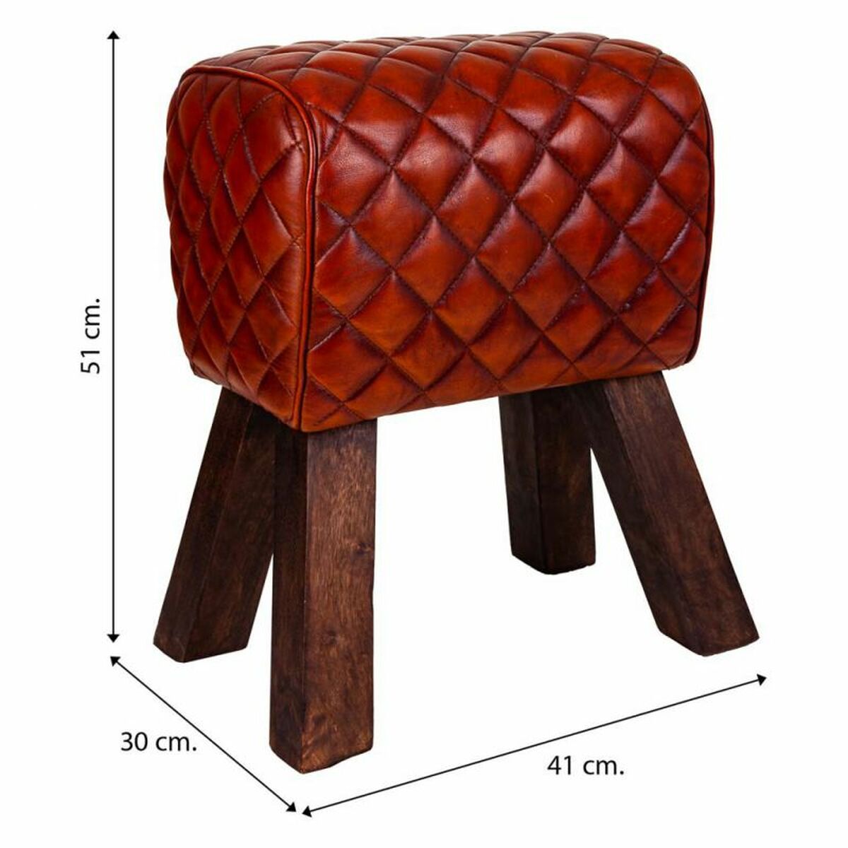 Sittpall Alexandra House Living Brun Läder Mangoträ 51 x 30 x 41 cm - 7