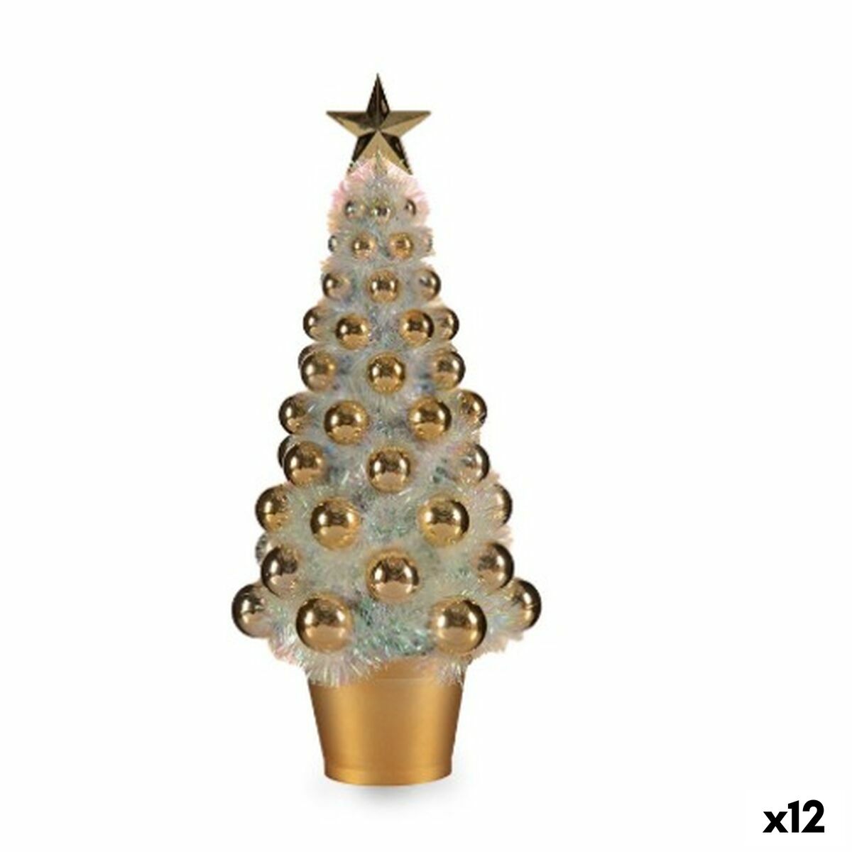 Prydnadsfigur Julgran Gyllene polypropen PET 16 x 37,5 x 16 cm (12 antal) - 3