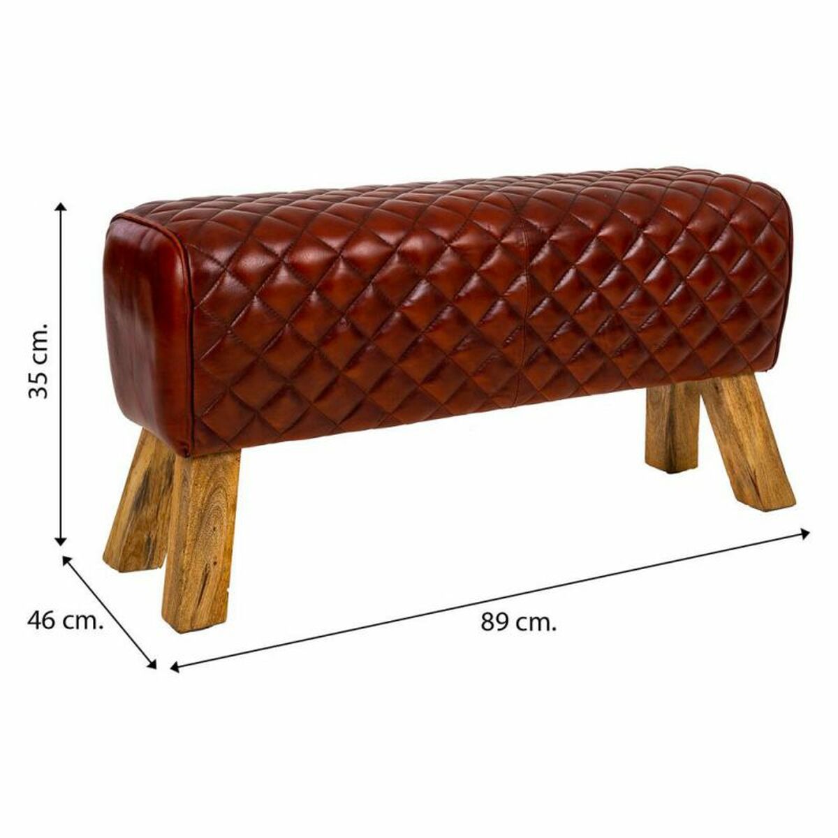 Sittpall Alexandra House Living Läder Mangoträ 46 x 35 x 89 cm - 6