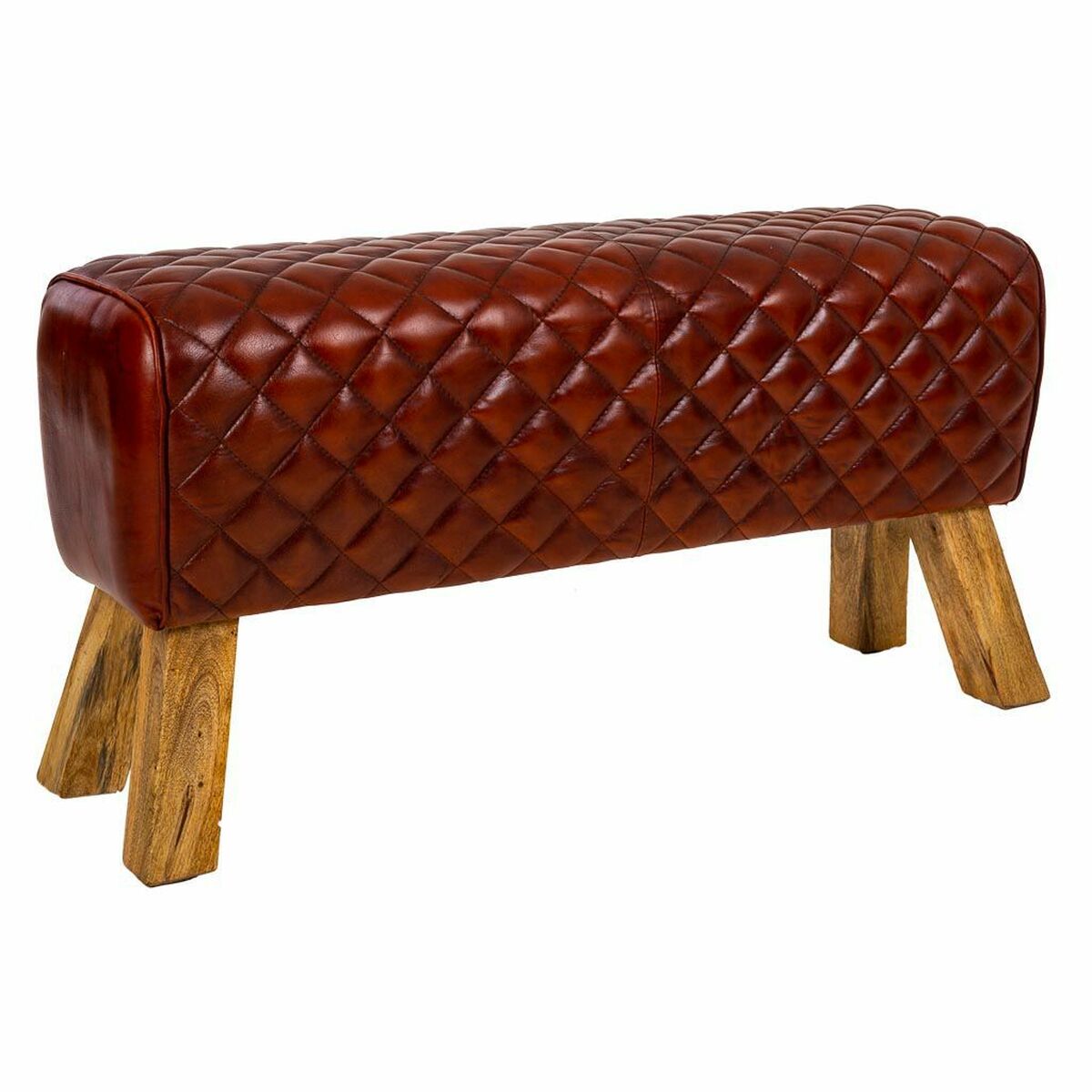 Sittpall Alexandra House Living Läder Mangoträ 46 x 35 x 89 cm