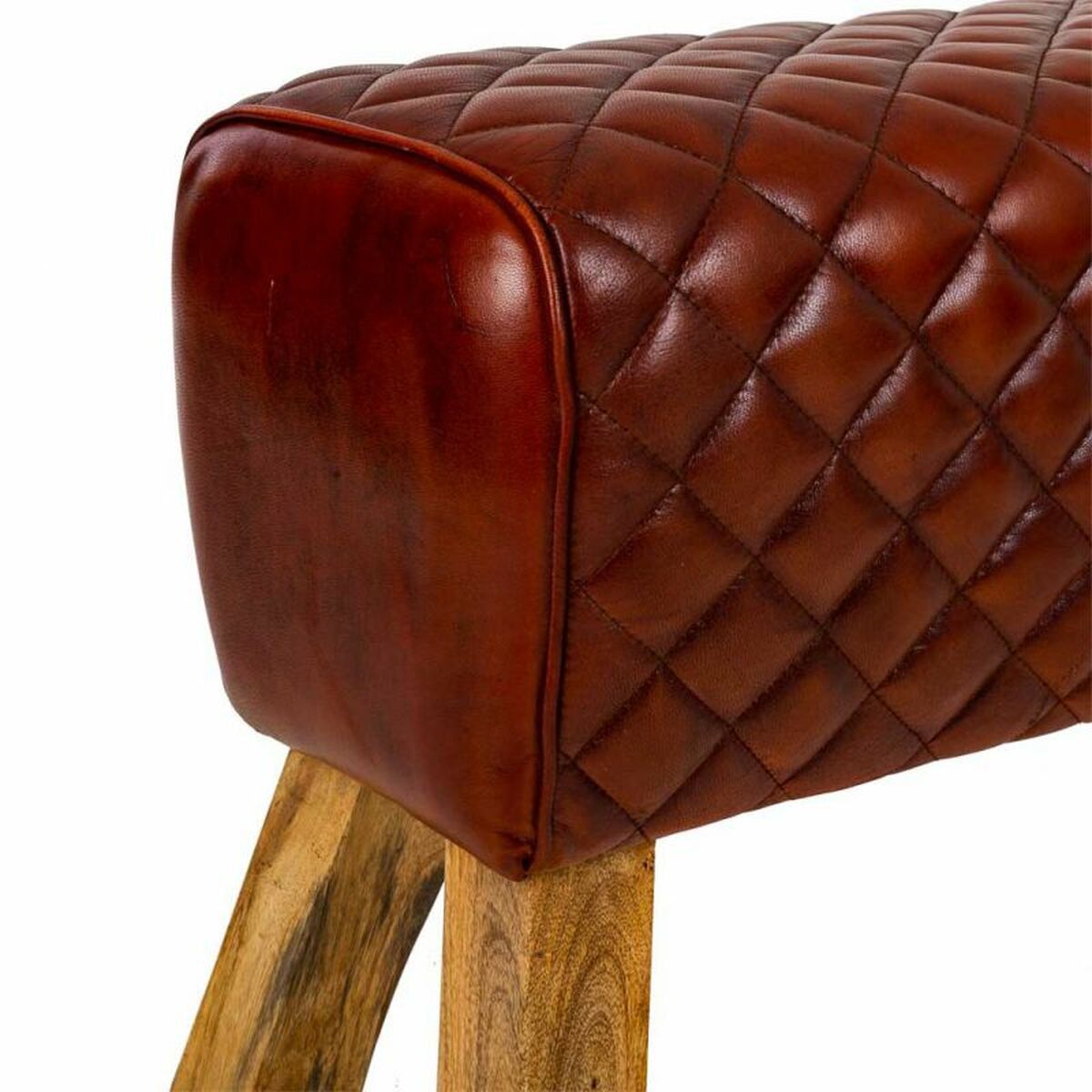 Sittpall Alexandra House Living Läder Mangoträ 46 x 35 x 89 cm - 4