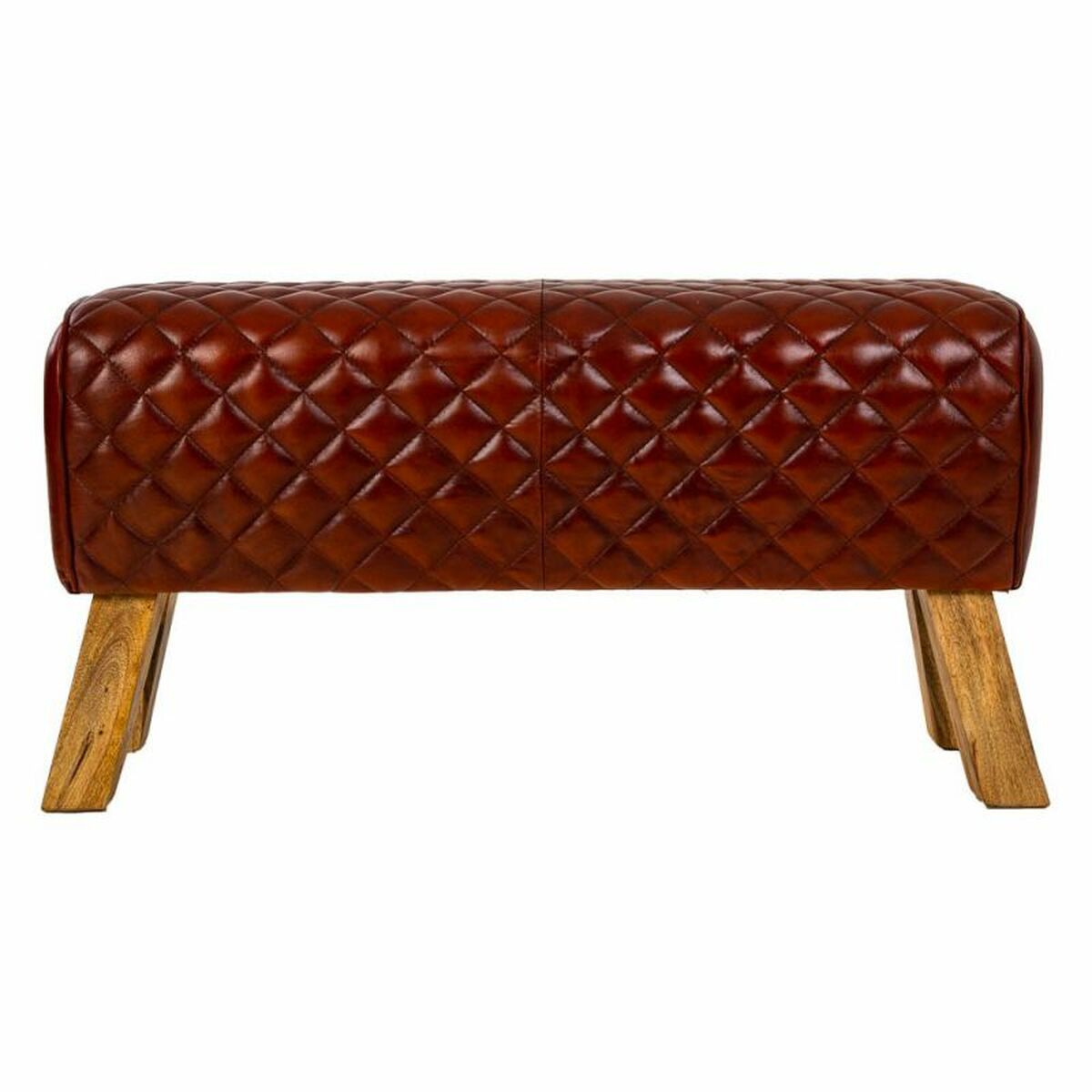 Sittpall Alexandra House Living Läder Mangoträ 46 x 35 x 89 cm - 2
