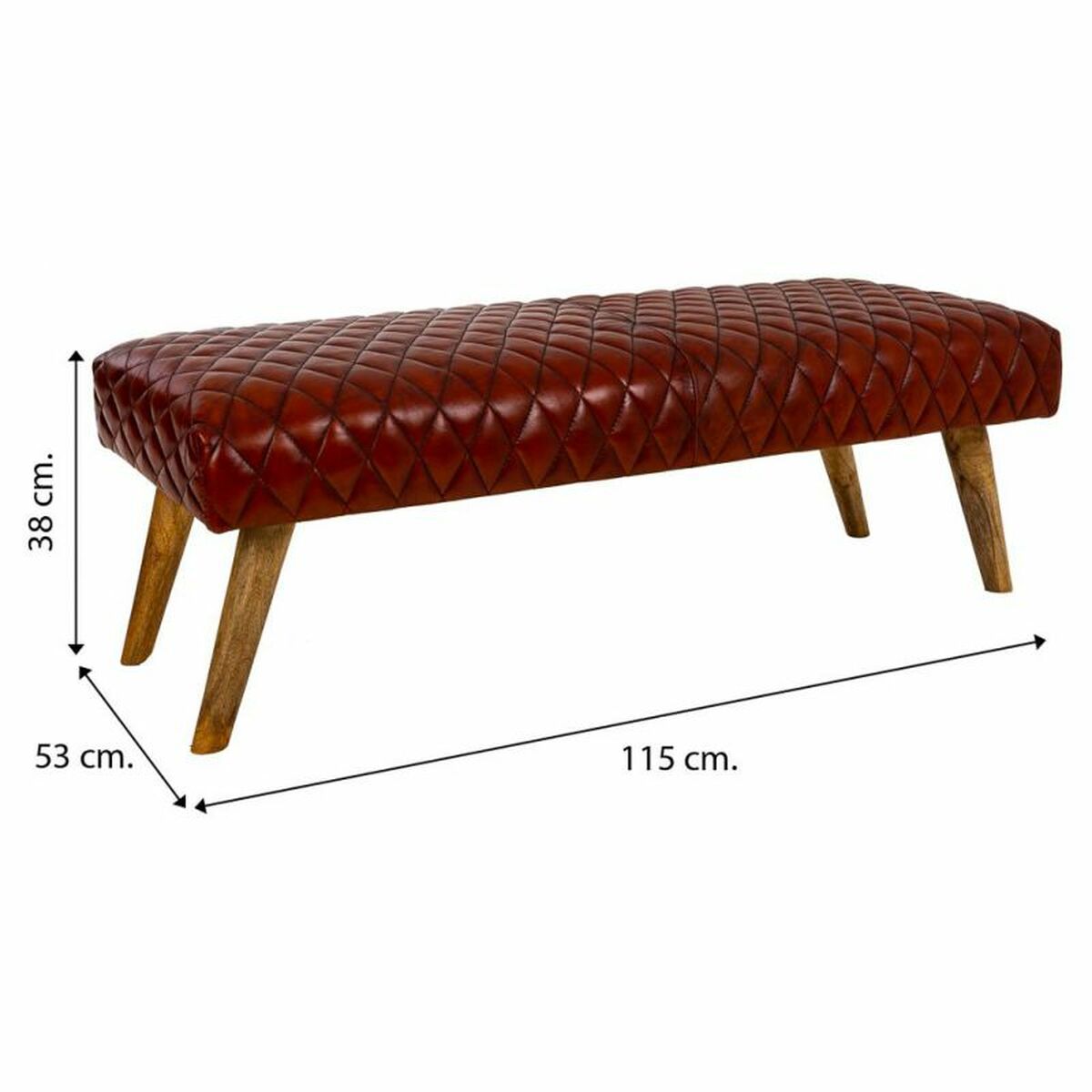 Sittpall Alexandra House Living Läder Mangoträ 53 x 38 x 115 cm - 6