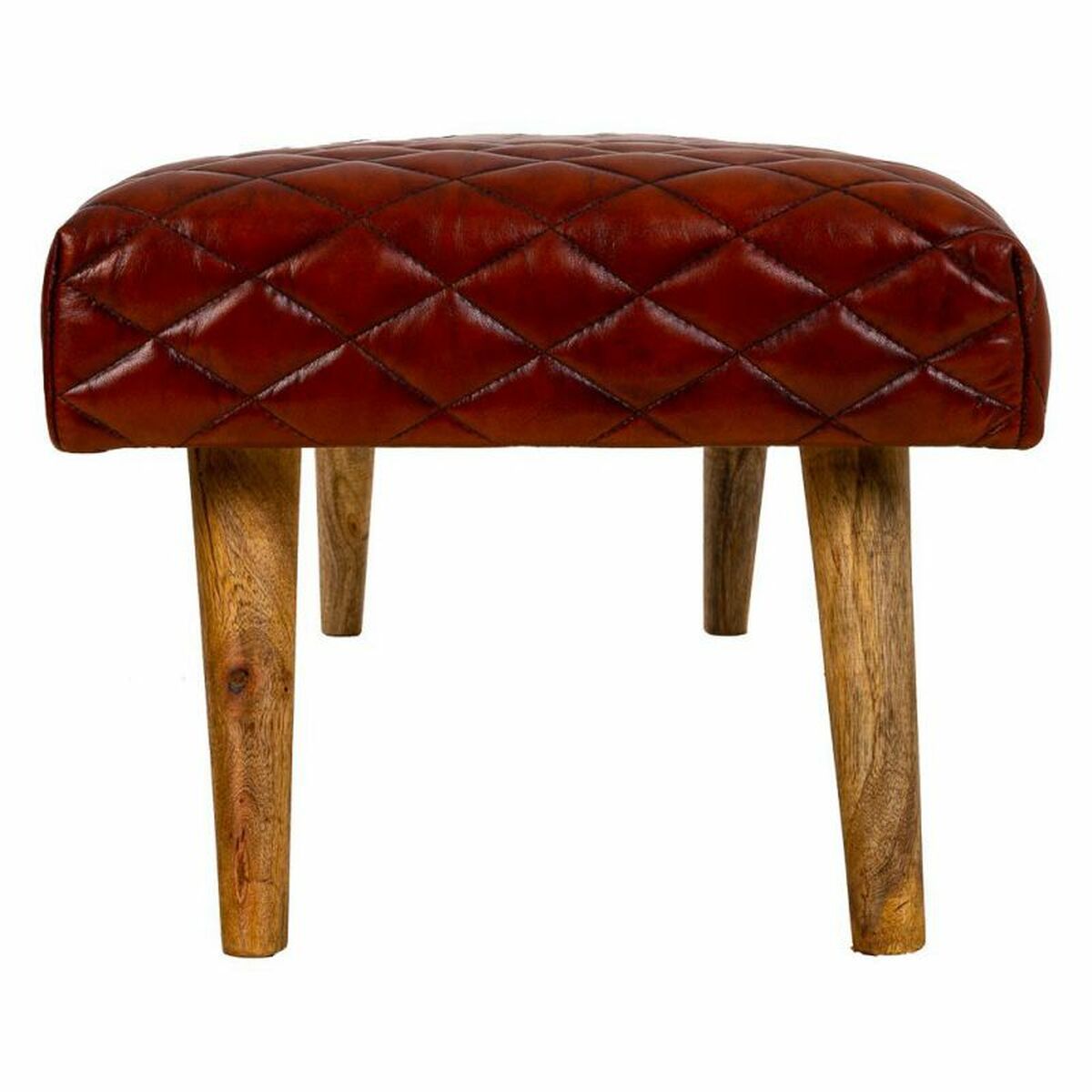 Sittpall Alexandra House Living Läder Mangoträ 53 x 38 x 115 cm - 3