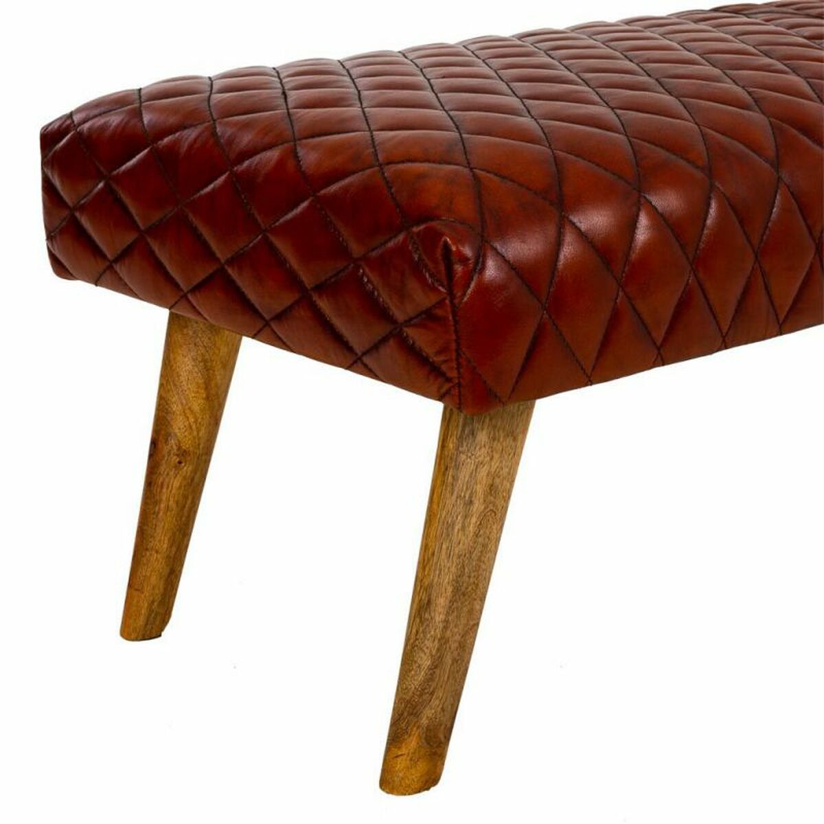 Sittpall Alexandra House Living Läder Mangoträ 53 x 38 x 115 cm - 4
