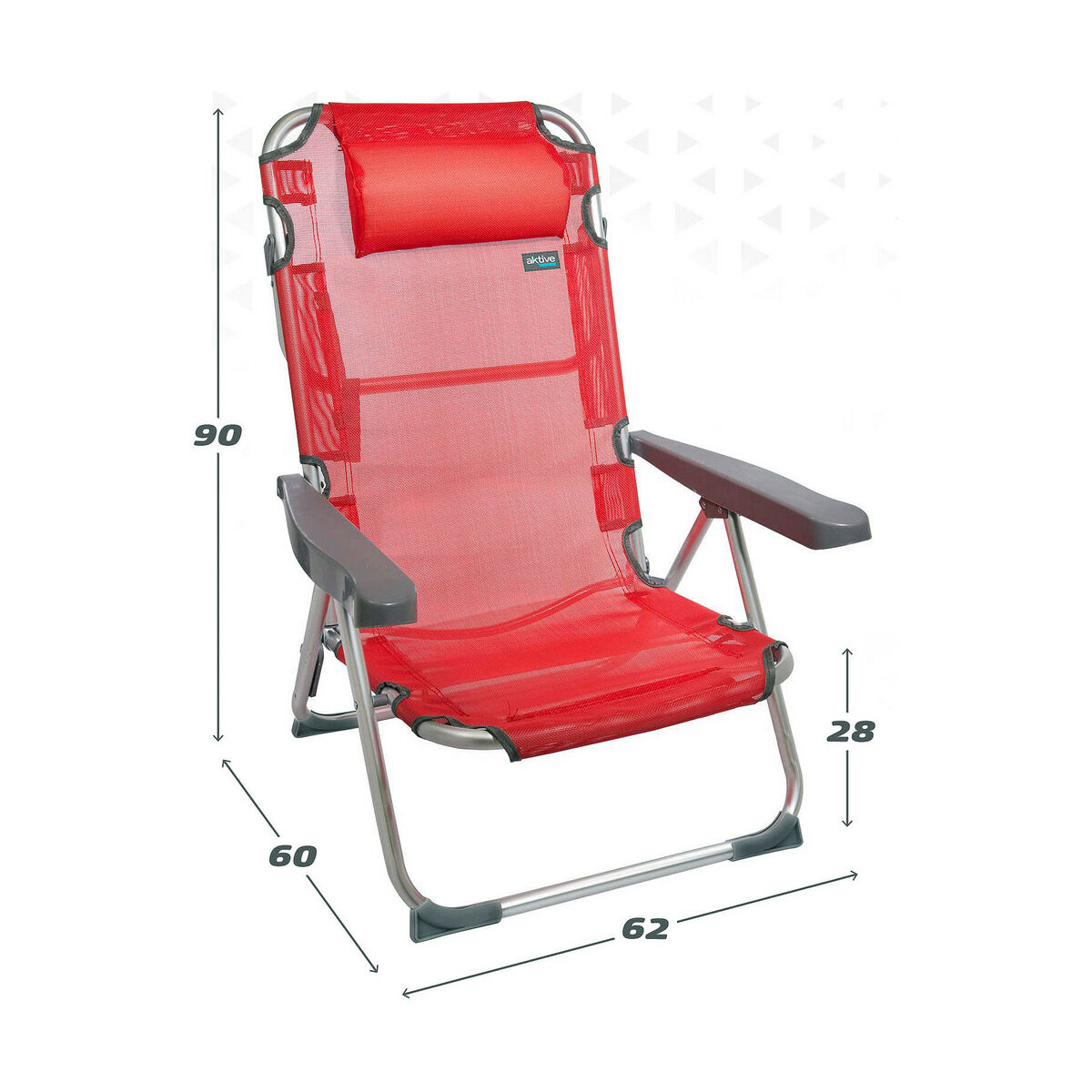 Strandstol Aktive Röd 48 x 60 x 90 cm - 6
