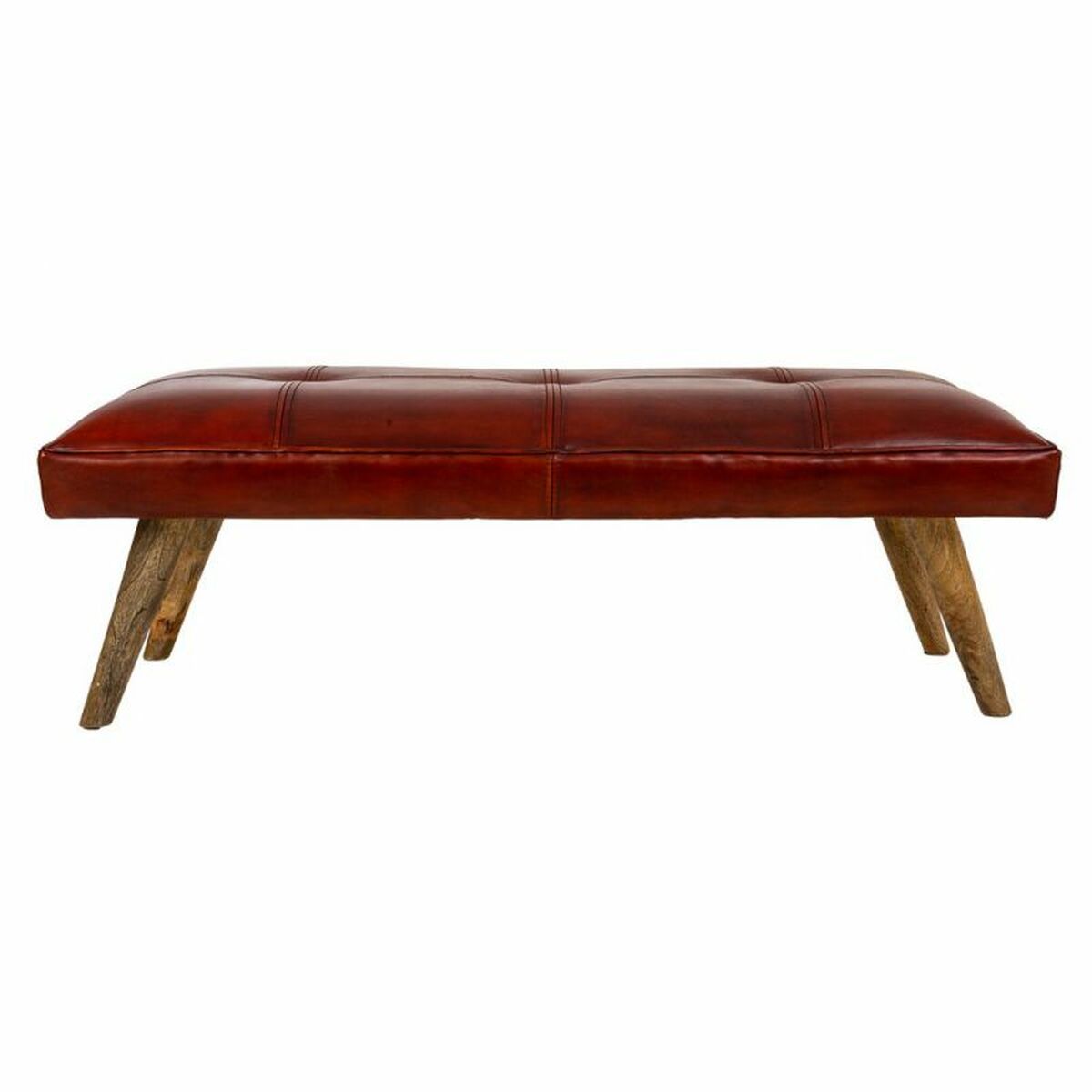 Sittpall Alexandra House Living Röd Läder Mangoträ 53 x 38 x 115 cm - 2