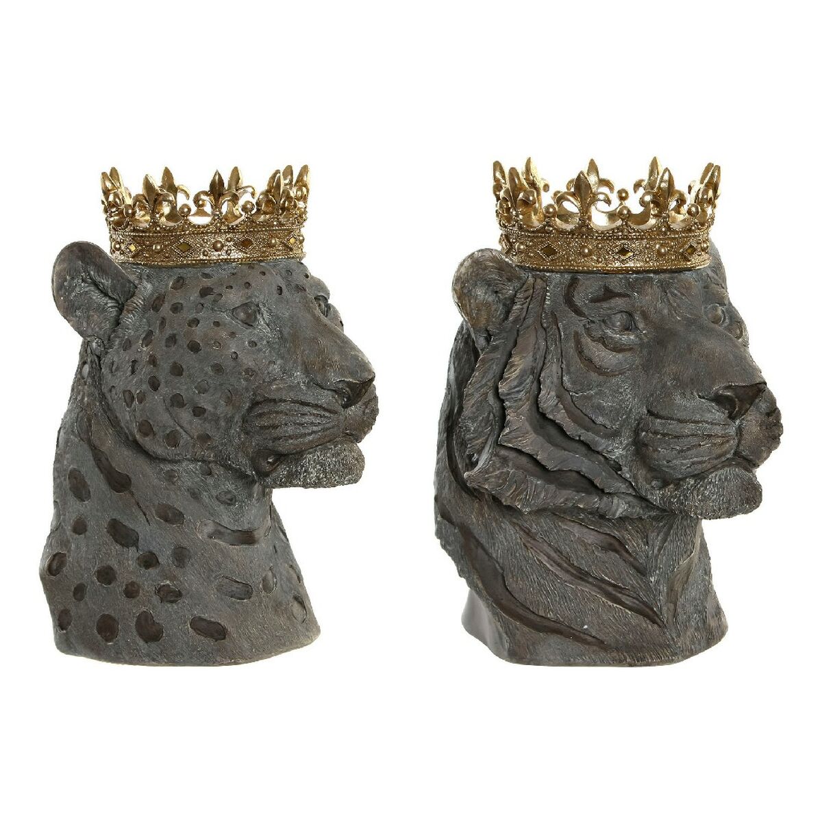 Prydnadsfigur DKD Home Decor Grå Gyllene Kolonial Djur 27,5 x 23,5 x 33 cm (2 antal)
