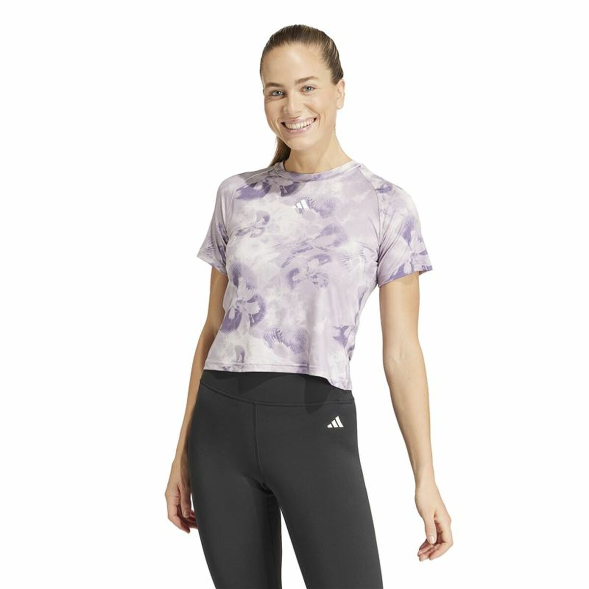 T-shirt med kortärm Dam Adidas Essentials Aop Flower (M) - 2