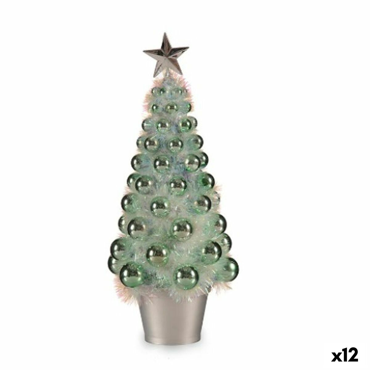 Prydnadsfigur Julgran Grön polypropen PET 16 x 37,5 x 16 cm (12 antal) - 3