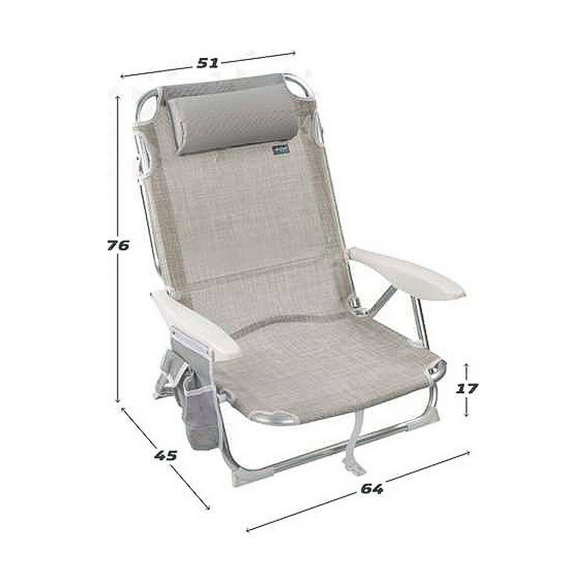Strandstol Aktive Beige Grå 51 x 45 x 76 cm