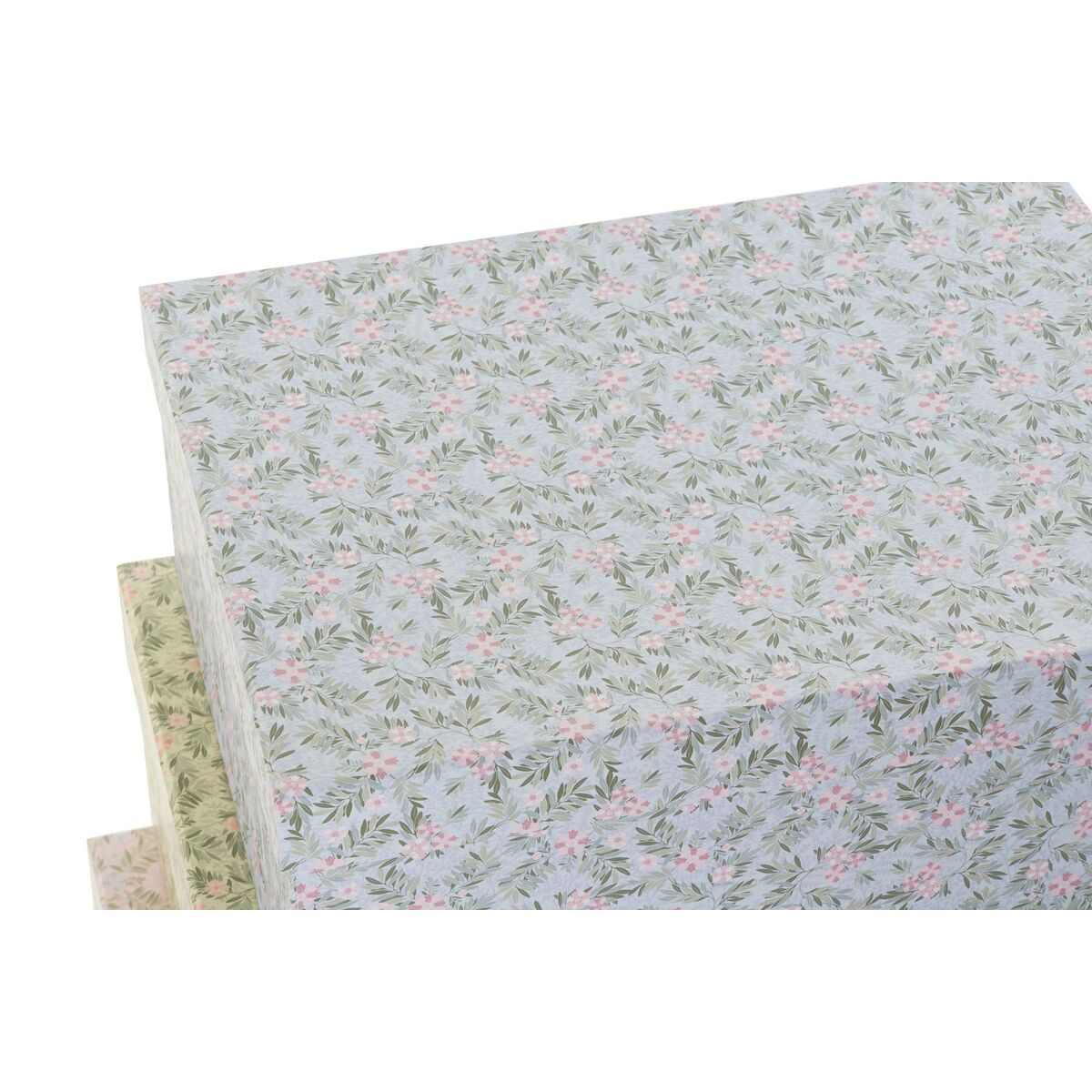 Set med stapelbara förvaringslådor DKD Home Decor Gul Blå Rosa Papp Virágok 43,5 x 33,5 x 15,5 cm (2 antal) (1 antal) - 4