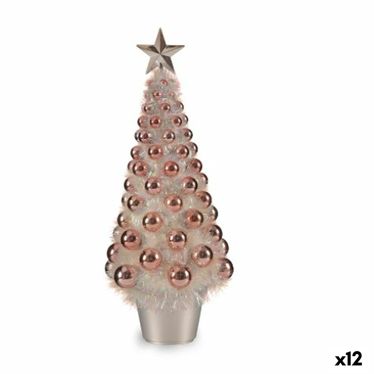 Prydnadsfigur Julgran Rosa polypropen PET 21,5 x 51 x 21,5 cm (12 antal)