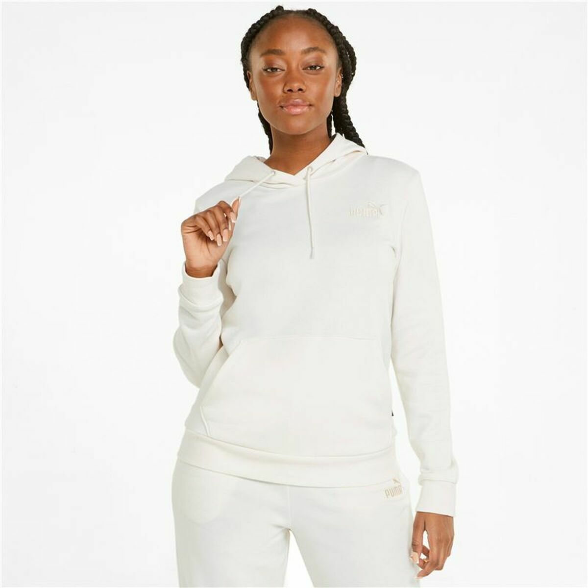 Tröja med huva Dam Puma Essentials Embroidery Vit - 3