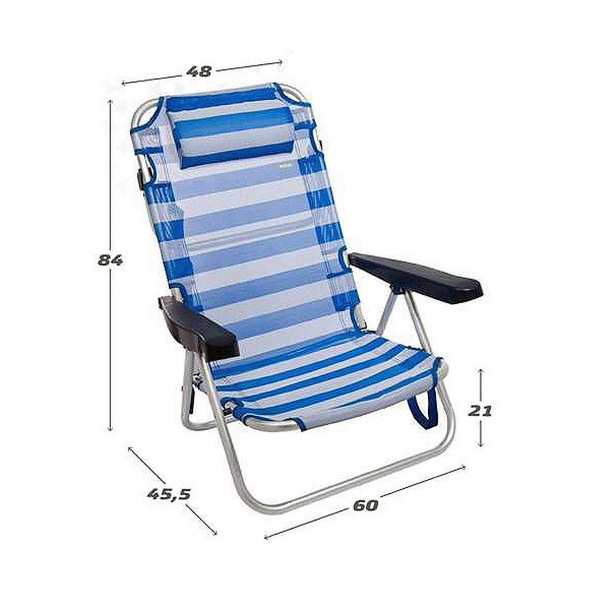 Hopfällbar Stol Aktive Vit Marinblå 48 x 48,5 x 84 cm Sjöman - 3