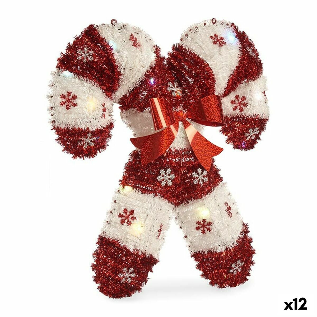 Prydnadsfigur Bröstsocker Glitter LED Ljus Vit Röd polypropen PET 47 x 6 x 47 cm (12 antal) - 3