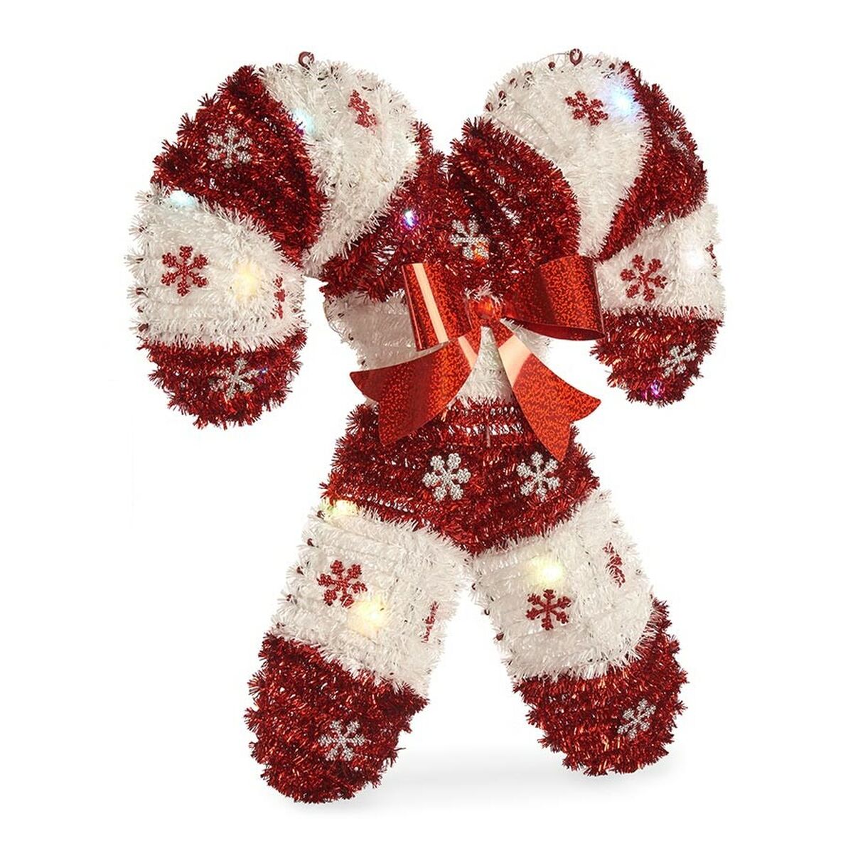 Prydnadsfigur Bröstsocker Glitter LED Ljus Vit Röd polypropen PET 47 x 6 x 47 cm (12 antal) - 4