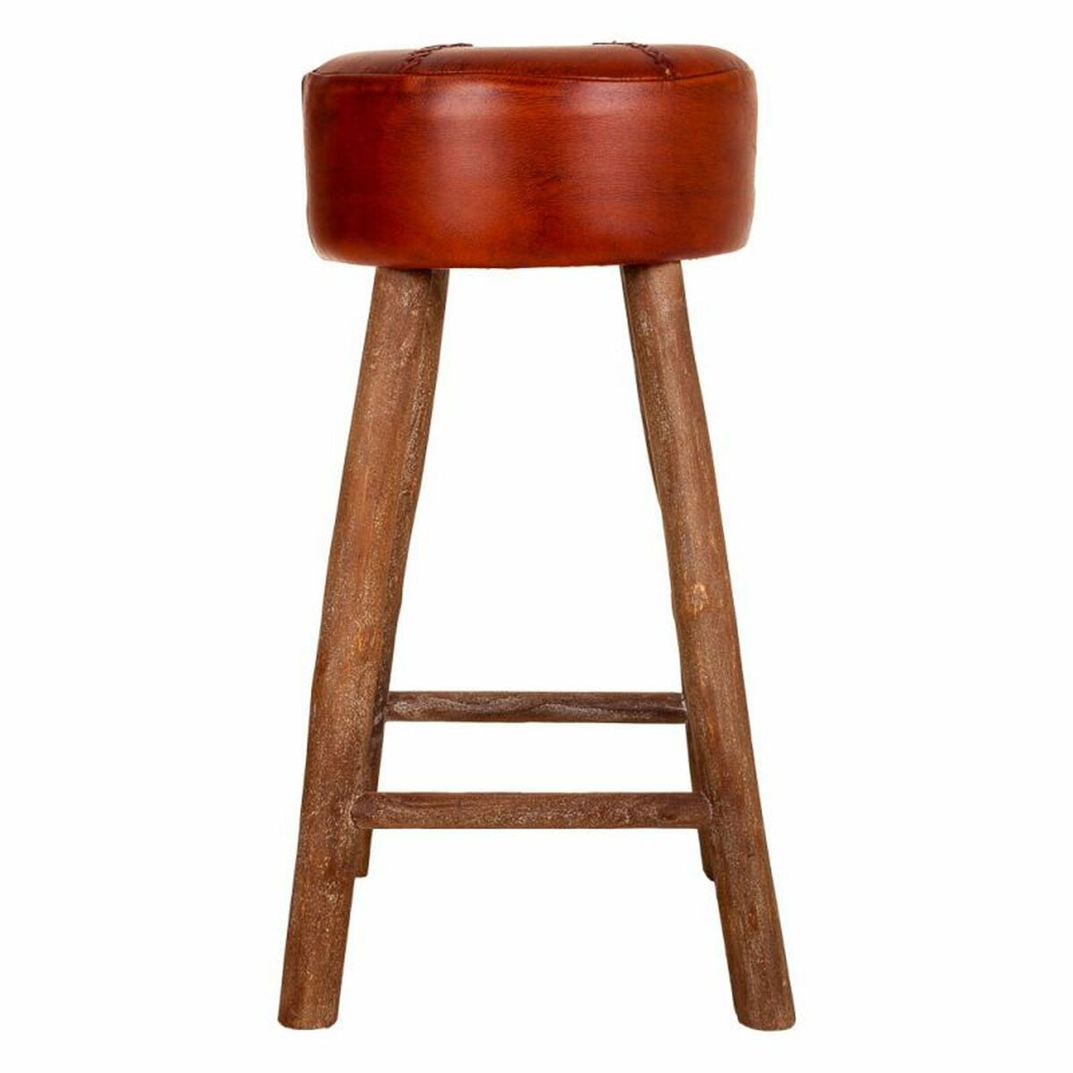Sittpall Alexandra House Living Brun Läder Mangoträ 78 x 41 x 41 cm - 3