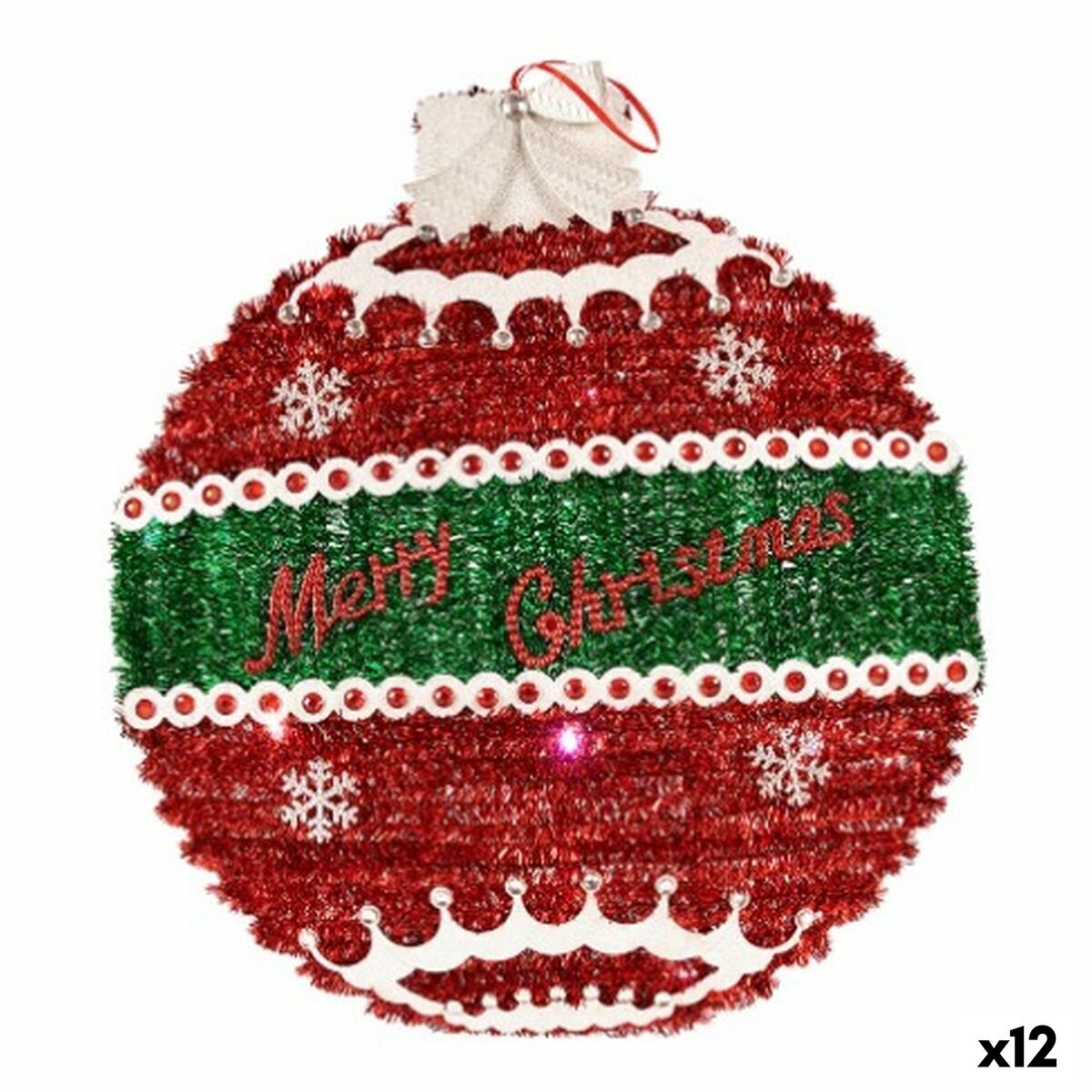 Julgranskula Hängen Julgranskula Glitter LED Ljus Vit Röd polypropen PET 40 x 5,5 x 40 cm (12 antal) - 3