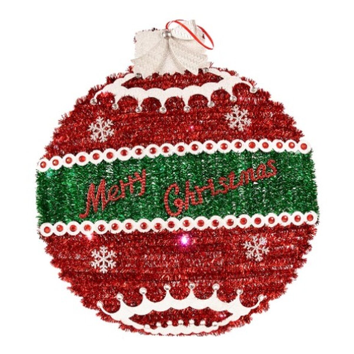 Julgranskula Hängen Julgranskula Glitter LED Ljus Vit Röd polypropen PET 40 x 5,5 x 40 cm (12 antal) - 2