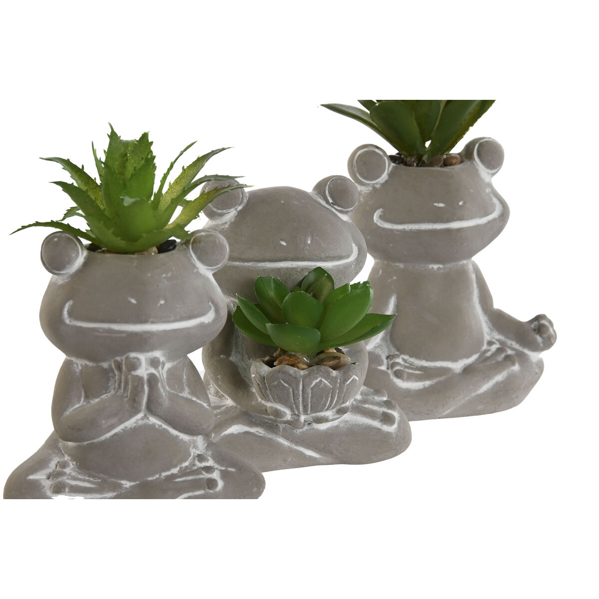 Dekorativ växt Home ESPRIT Polyetylen Cement Groda 7,5 x 5 x 11 cm (3 antal) - 2