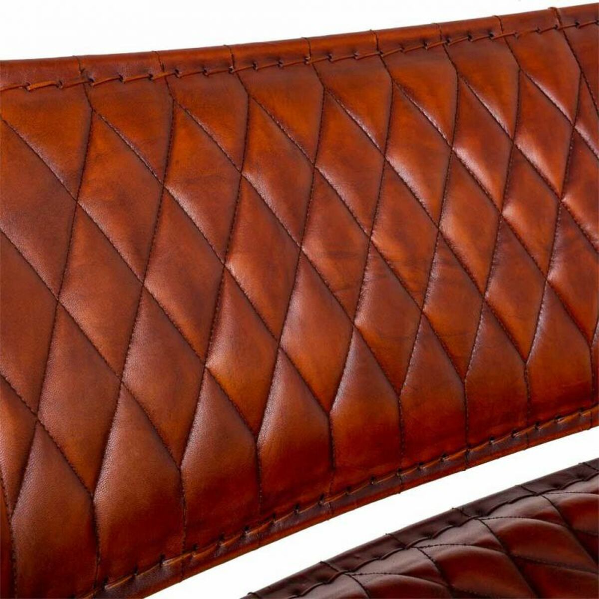 Bänk Alexandra House Living Läder Järn Mangoträ 71 x 76 x 127 cm - 6