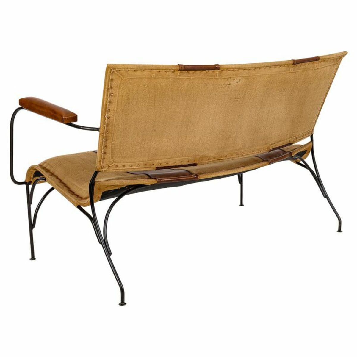 Bänk Alexandra House Living Läder Järn Mangoträ 71 x 76 x 127 cm - 5