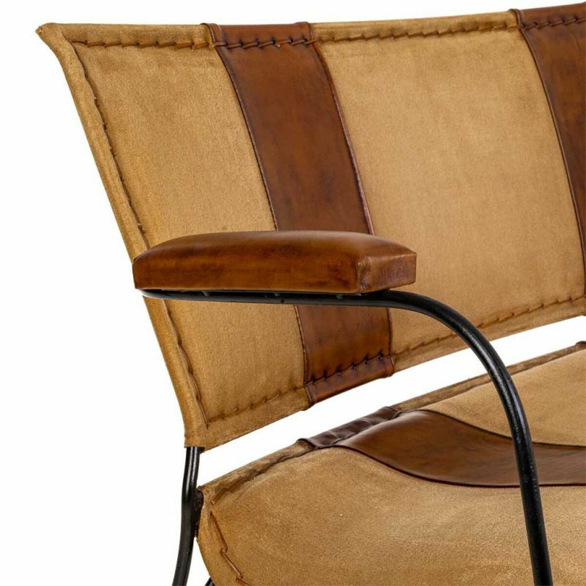 Bänk Alexandra House Living Läder Järn Mangoträ 71 x 76 x 127 cm - 4