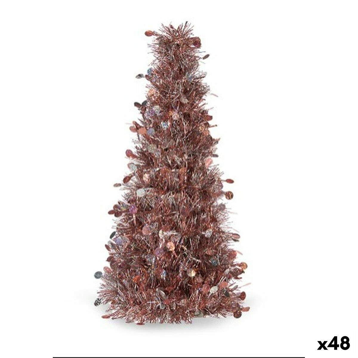 Prydnadsfigur Julgran Glitter Vit Rosa polypropen PET 18 x 31 x 18 cm (48 antal)