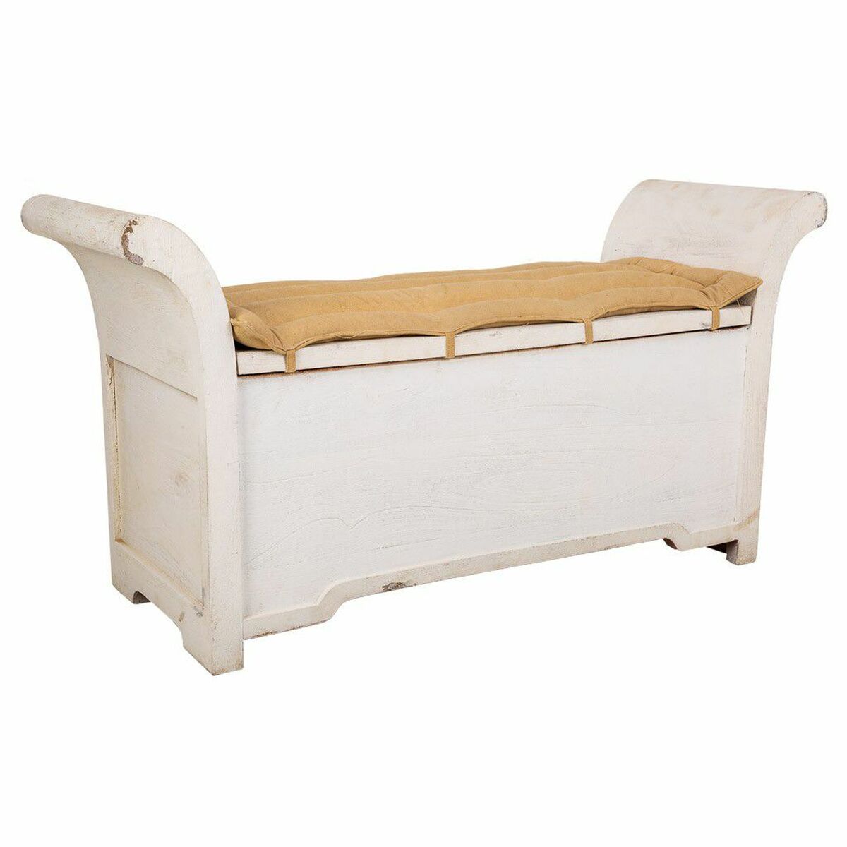 Bänk Alexandra House Living Vit Bomull Mangoträ 42 x 63 x 120 cm