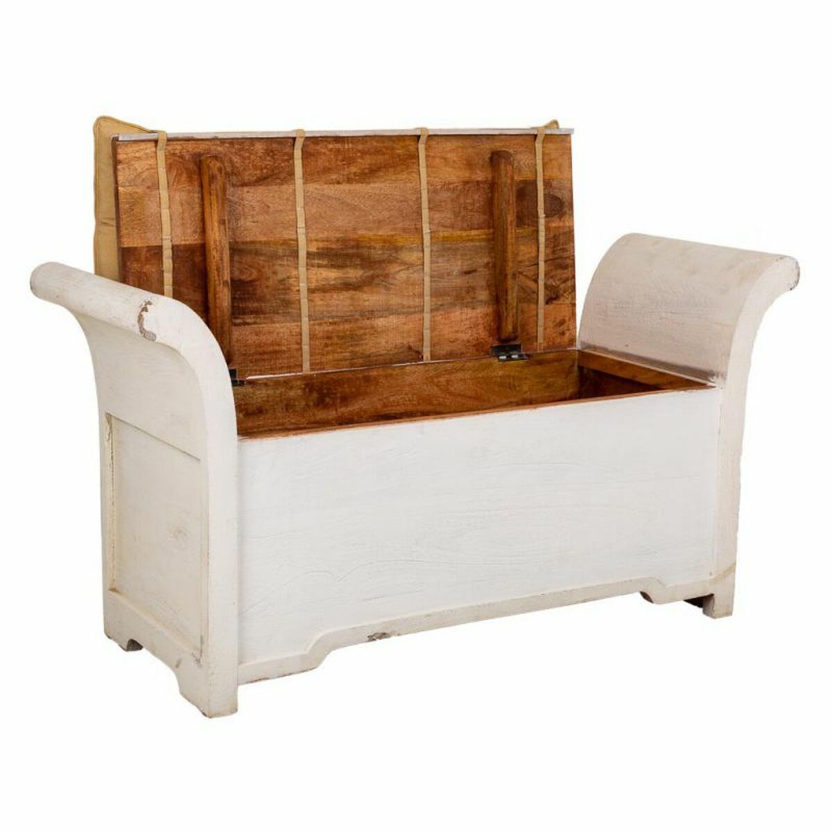 Bänk Alexandra House Living Vit Bomull Mangoträ 42 x 63 x 120 cm - 5