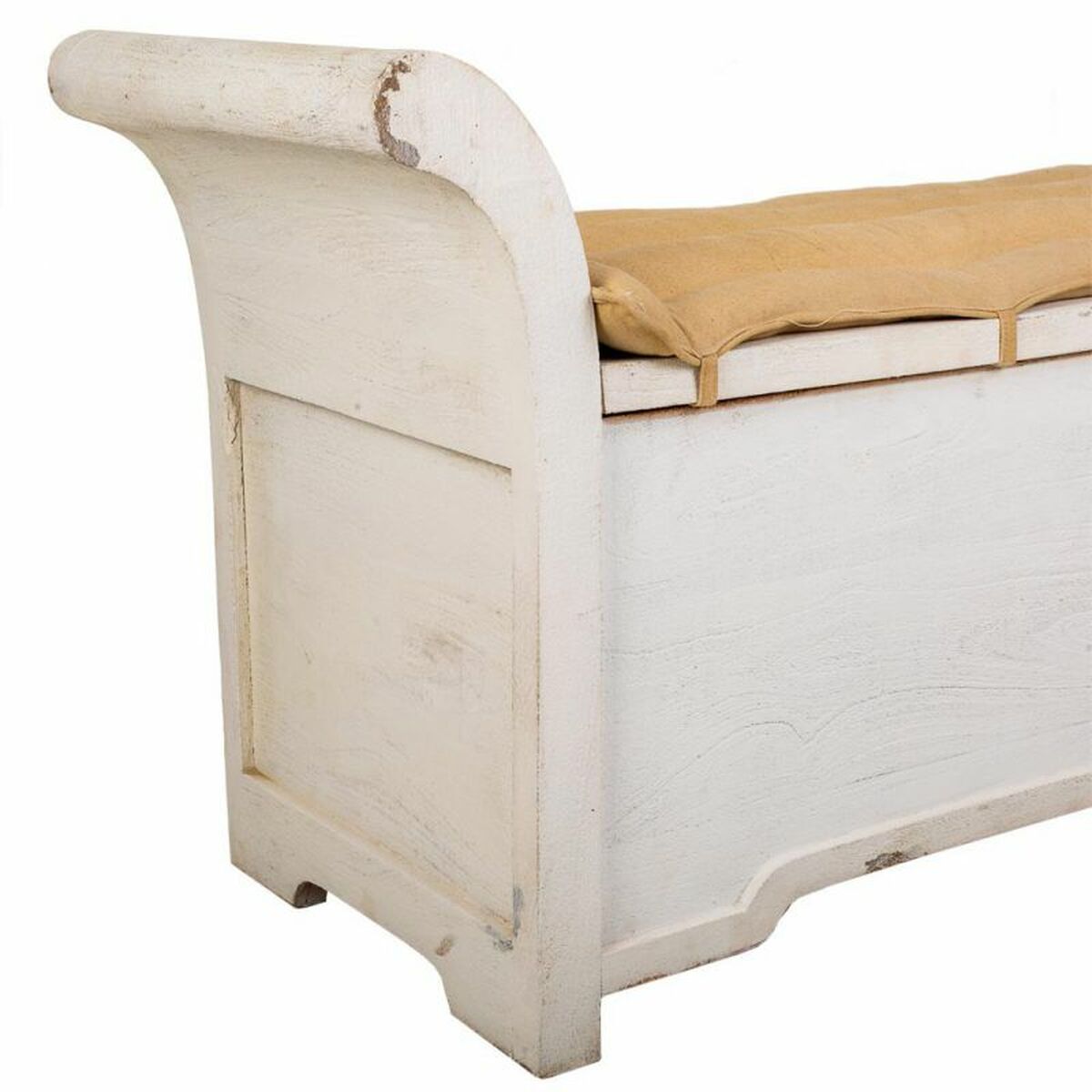 Bänk Alexandra House Living Vit Bomull Mangoträ 42 x 63 x 120 cm - 7