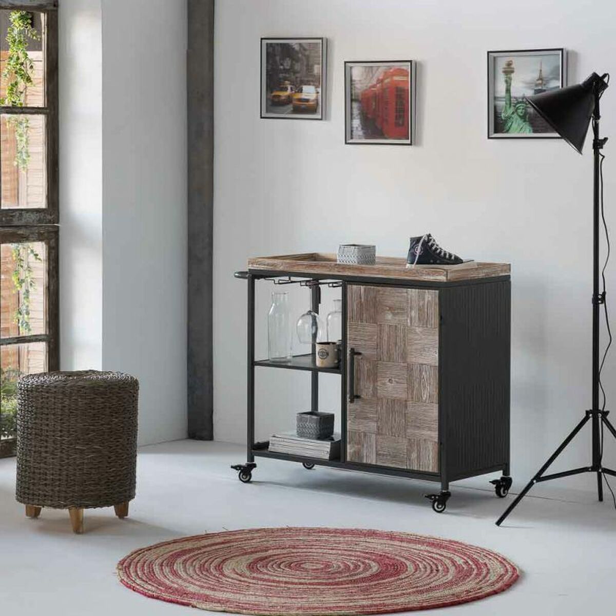 Sittpall Alexandra House Living Grå Trä syntetisk rattan 40 x 48 x 40 cm - 2