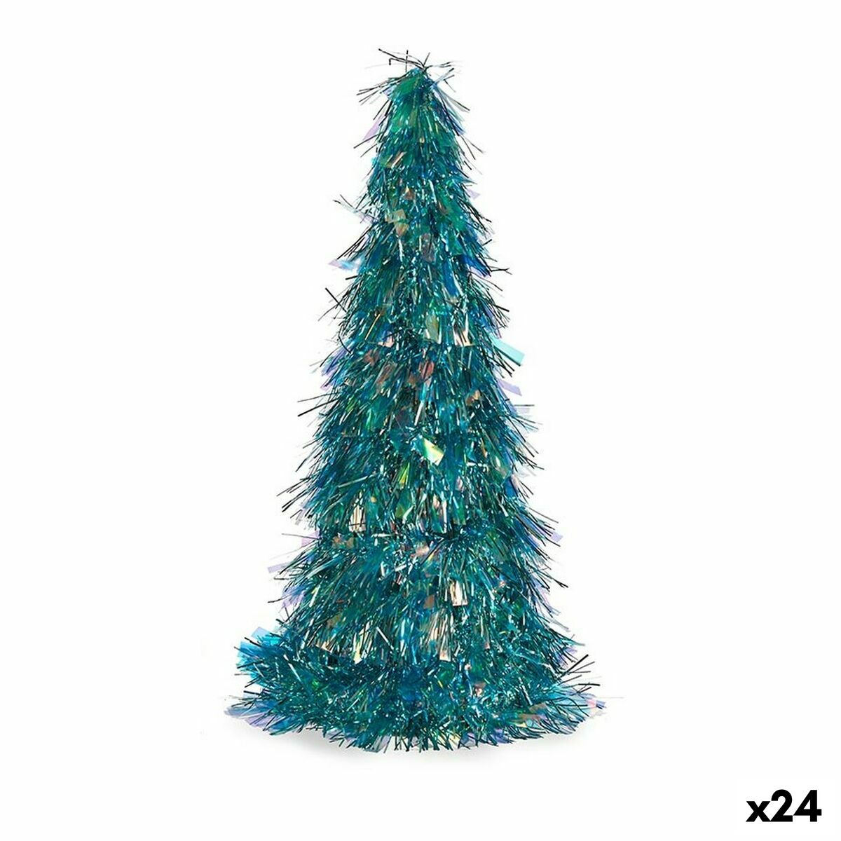 Prydnadsfigur Julgran Glitter Blå polypropen PET 24 x 46 x 24 cm (24 antal) - 3