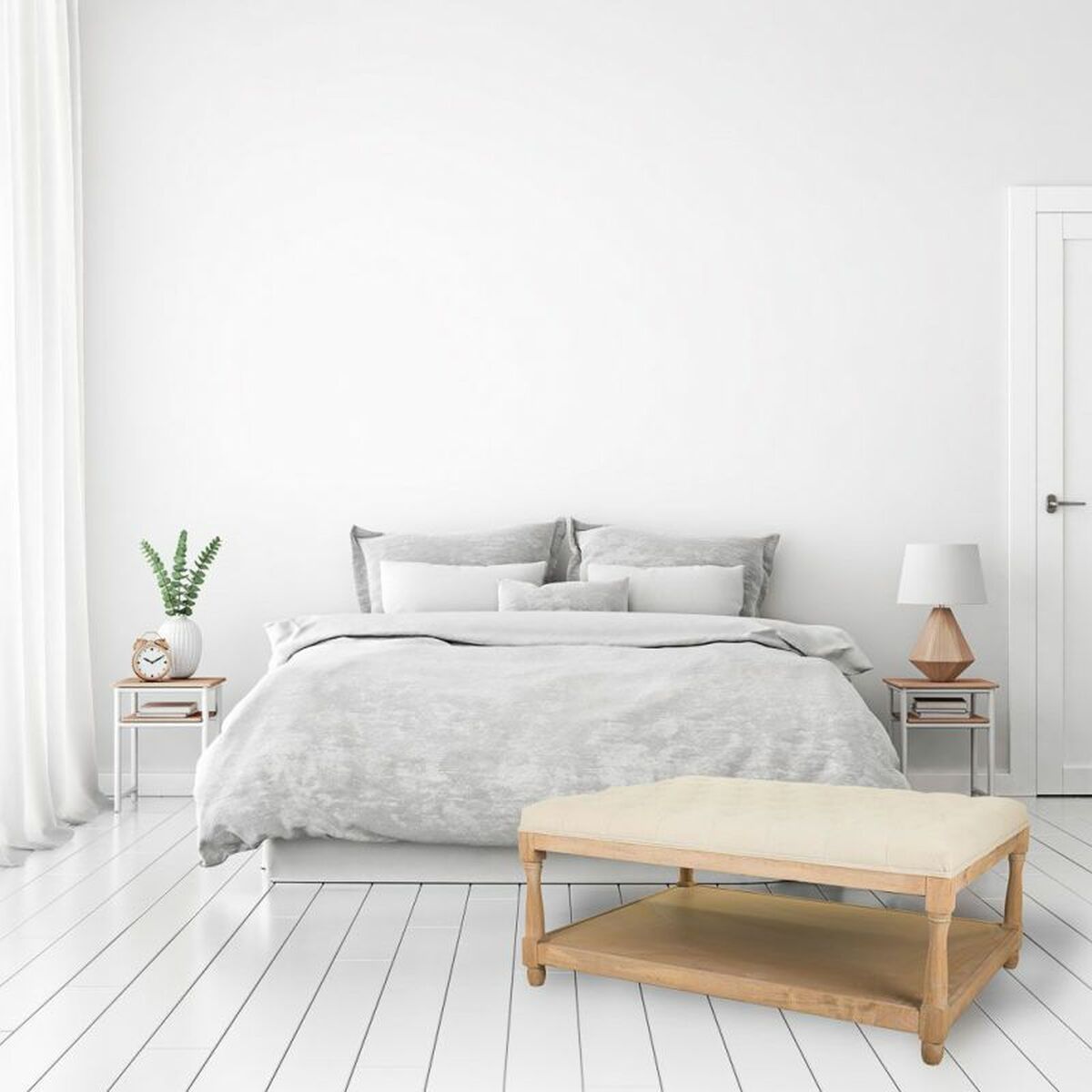 Sittpall Alexandra House Living Kräm Gummi Trä 78 x 48 x 110 cm - 2