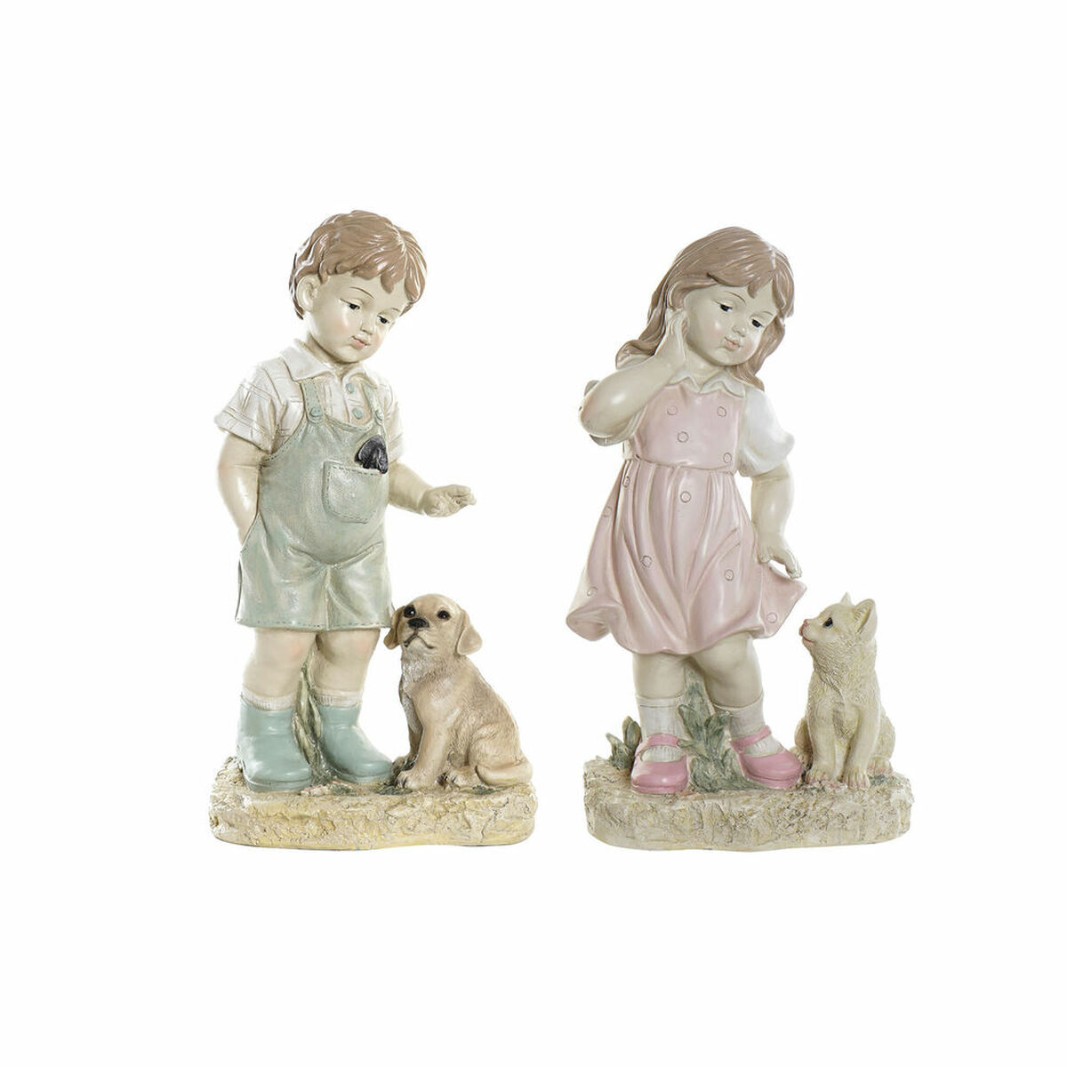 Prydnadsfigur DKD Home Decor Blå Rosa Harts Barn (26.5 x 16.5 x 44.5 cm) (2 pcs)