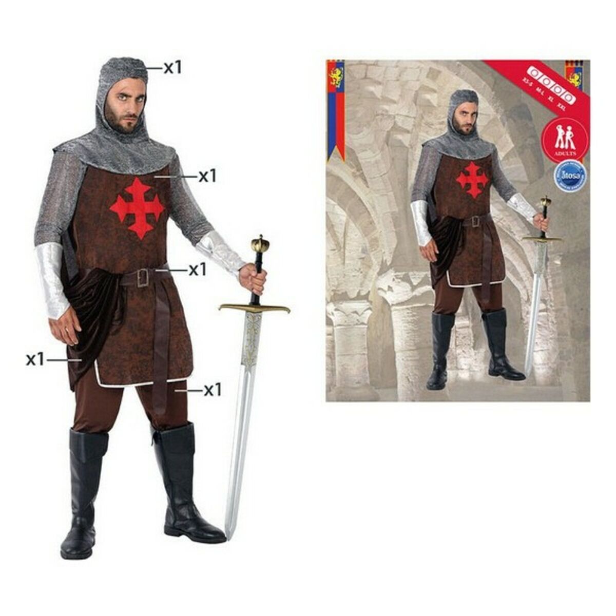 Maskeraddräkt vuxna 113954 Korsriddare - 4