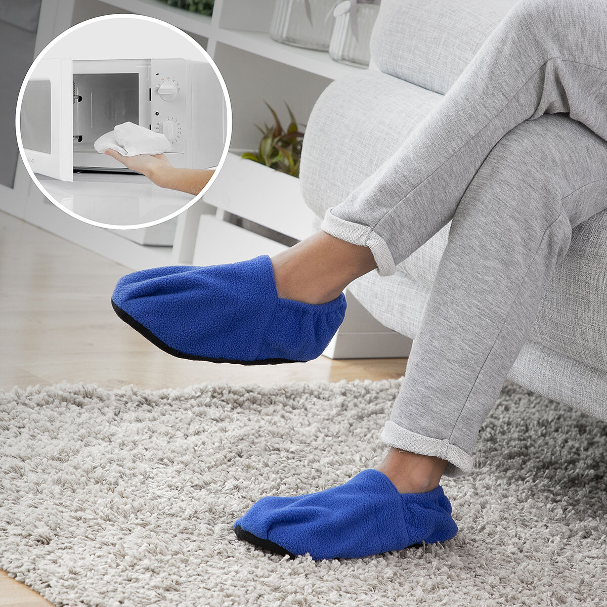 Mikrovågsuppvärmningsbara tofflor InnovaGoods Blå - 8