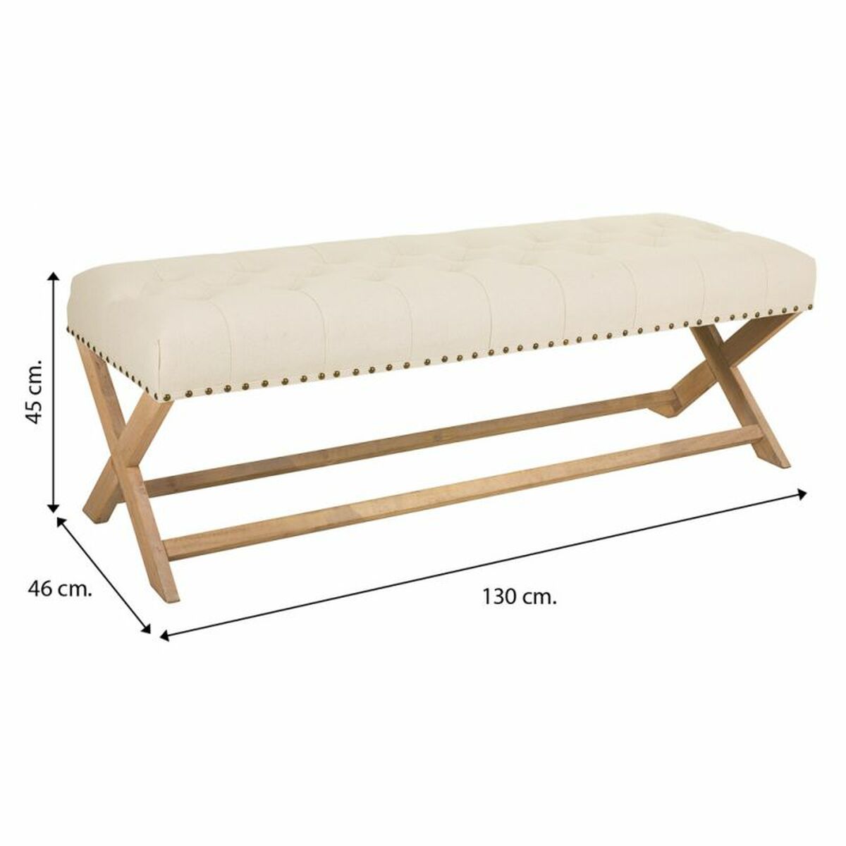 Sittpall Alexandra House Living Kräm Gummi Trä 46 x 45 x 130 cm - 6