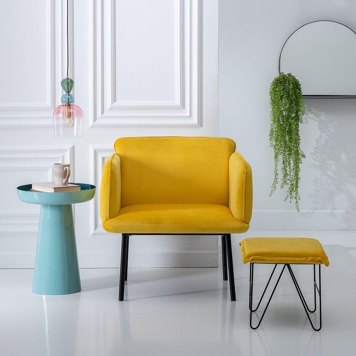 Puff Syntetmaterial Metall Gul 40 x 40 x 35 cm - 8