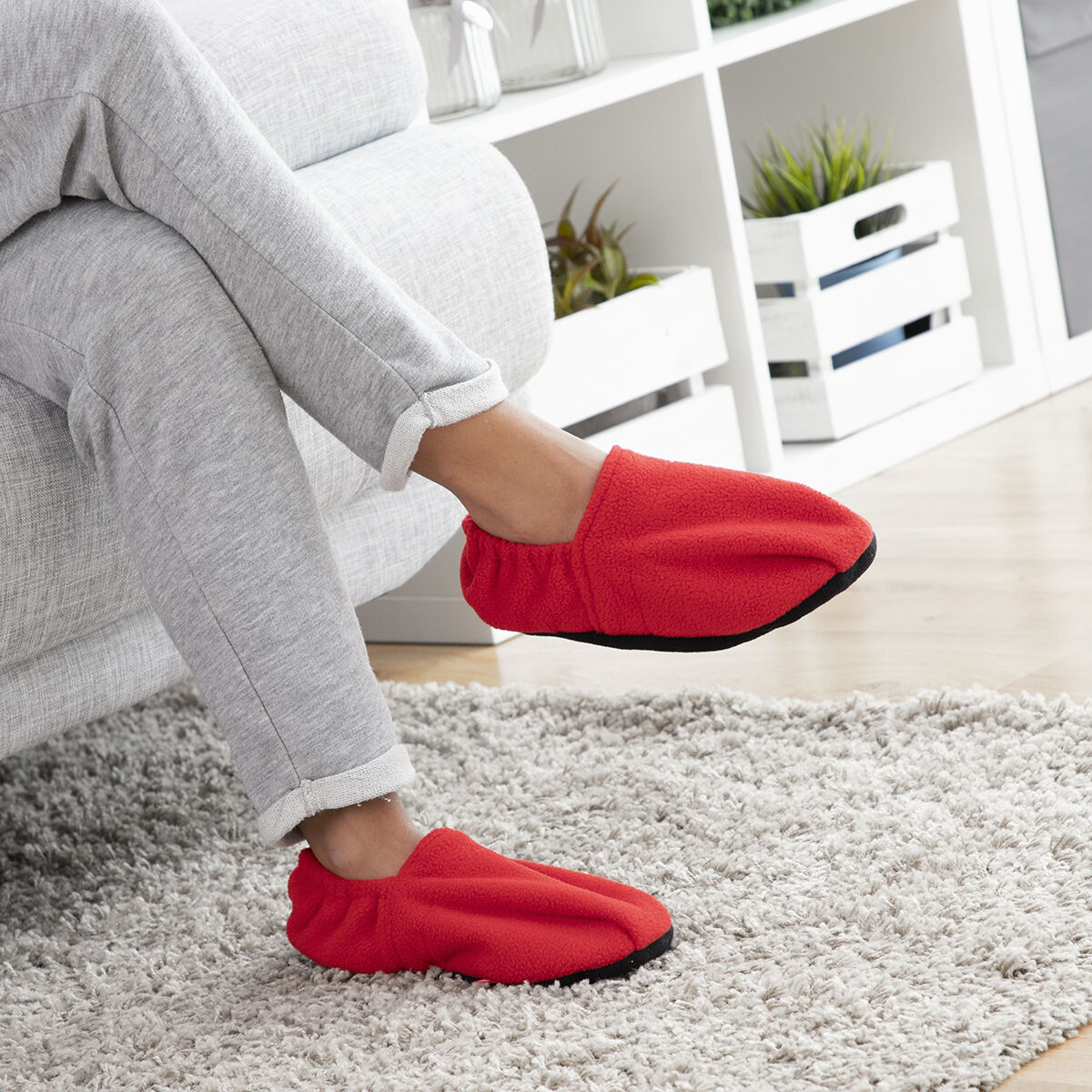 Mikrovågsuppvärmningsbara tofflor InnovaGoods Röd - 4