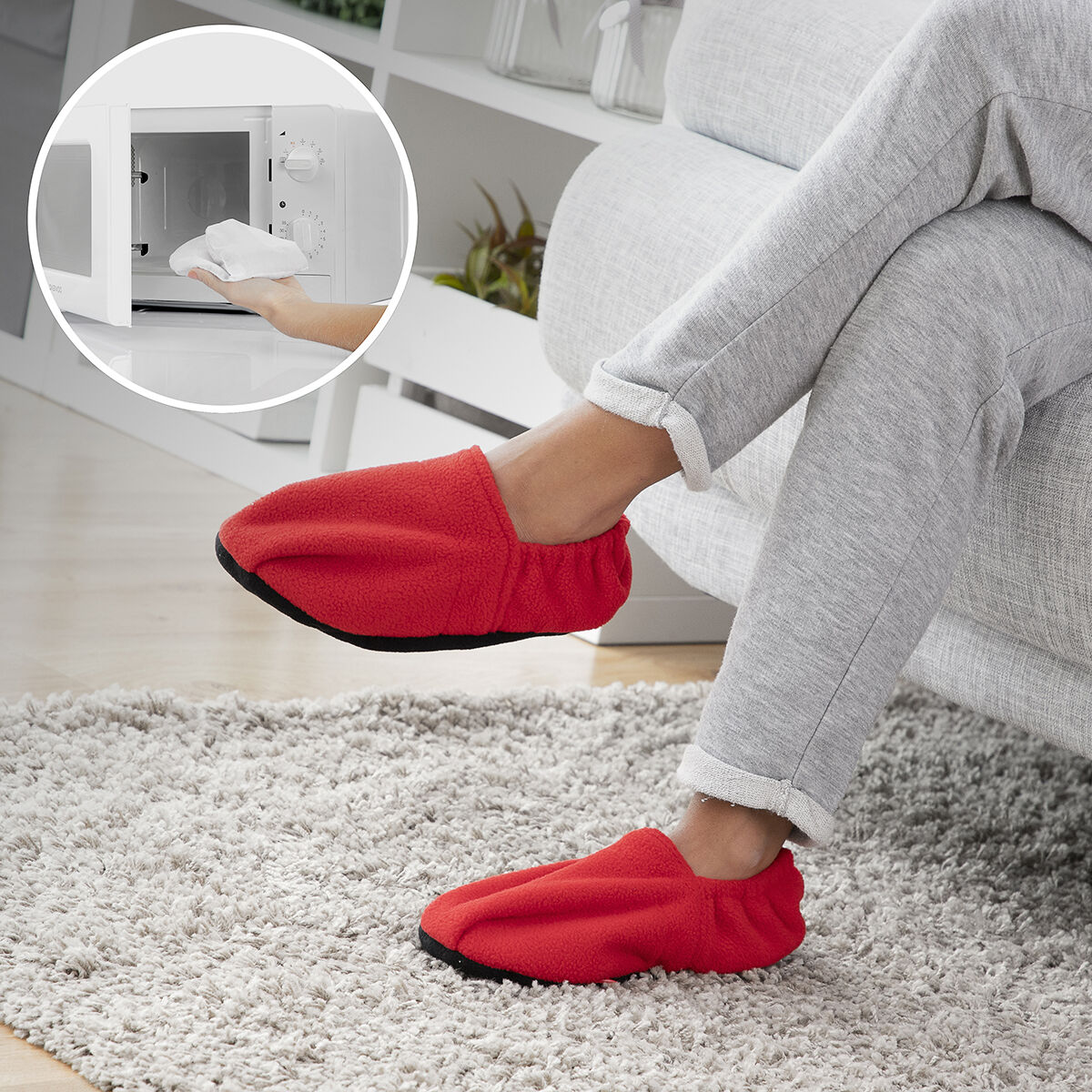 Mikrovågsuppvärmningsbara tofflor InnovaGoods Röd - 8