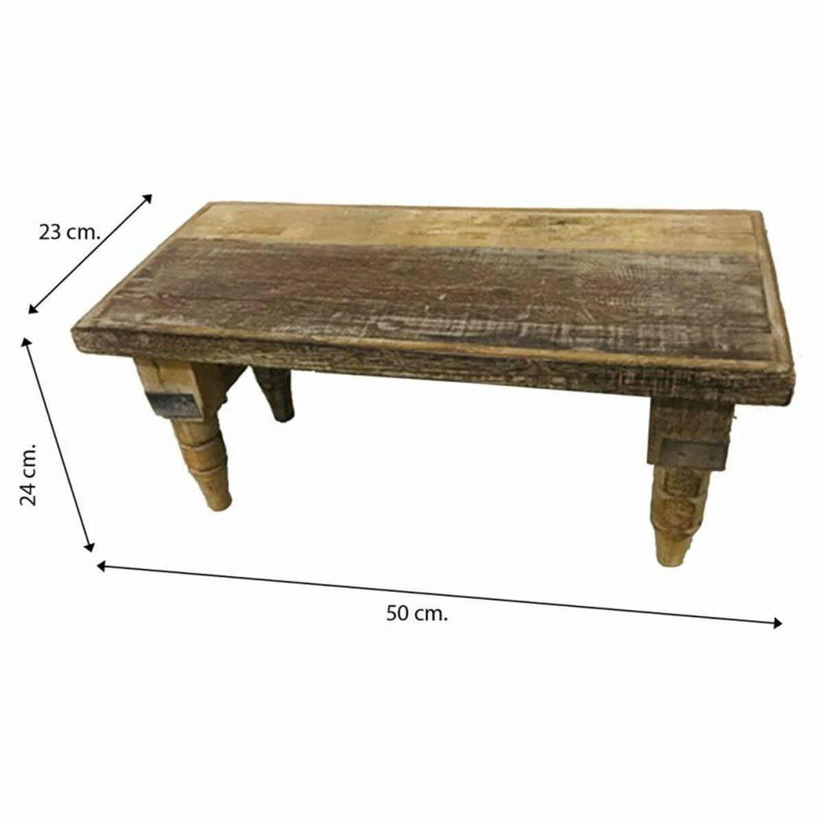 Sittpall Alexandra House Living Brun Återvunnet Trä 23 x 24 x 50 cm - 4