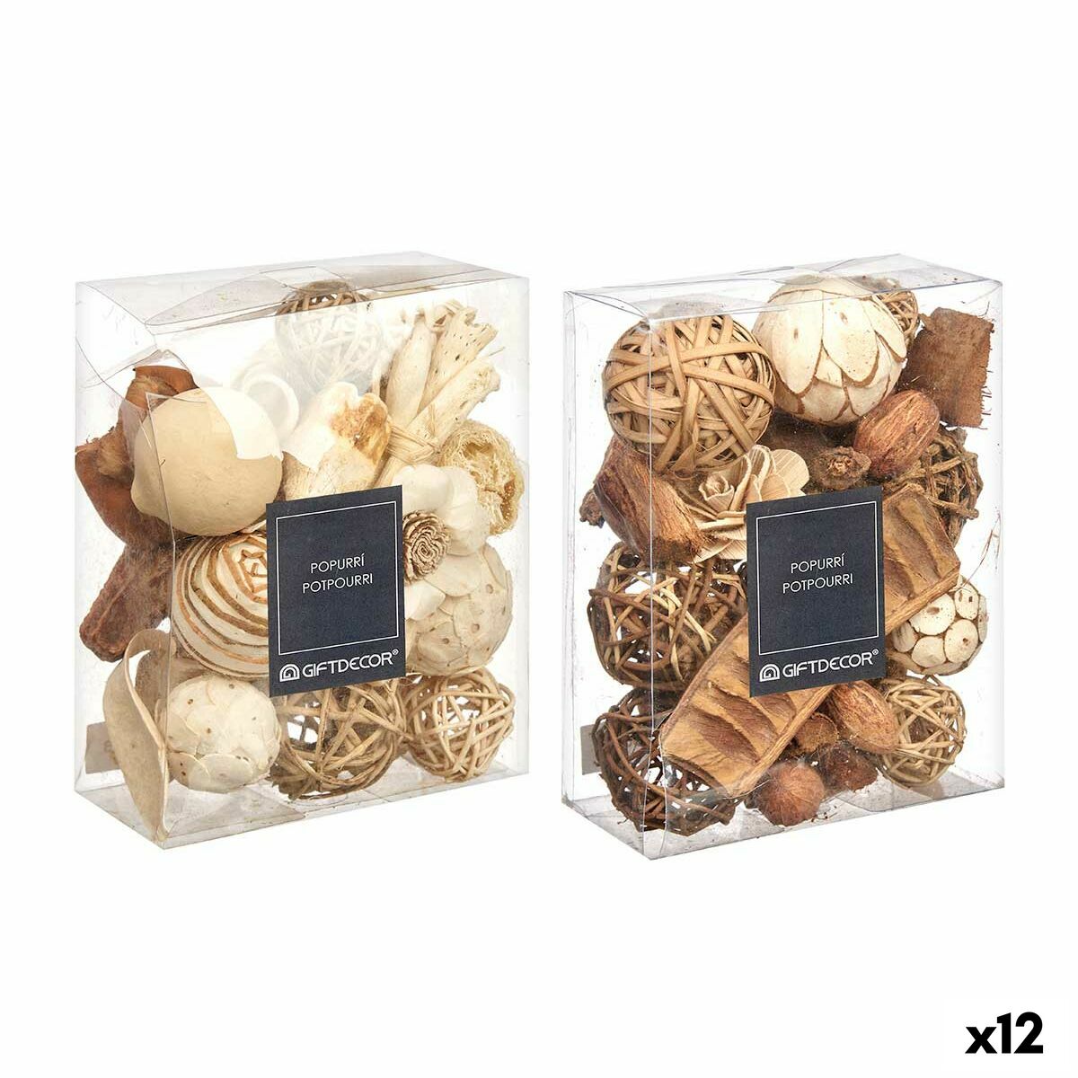 Dekorativt potpurri Gift Decor Vit Brun 16 x 21 x 7 cm 16 x 21 x 7,5 cm (12 antal)