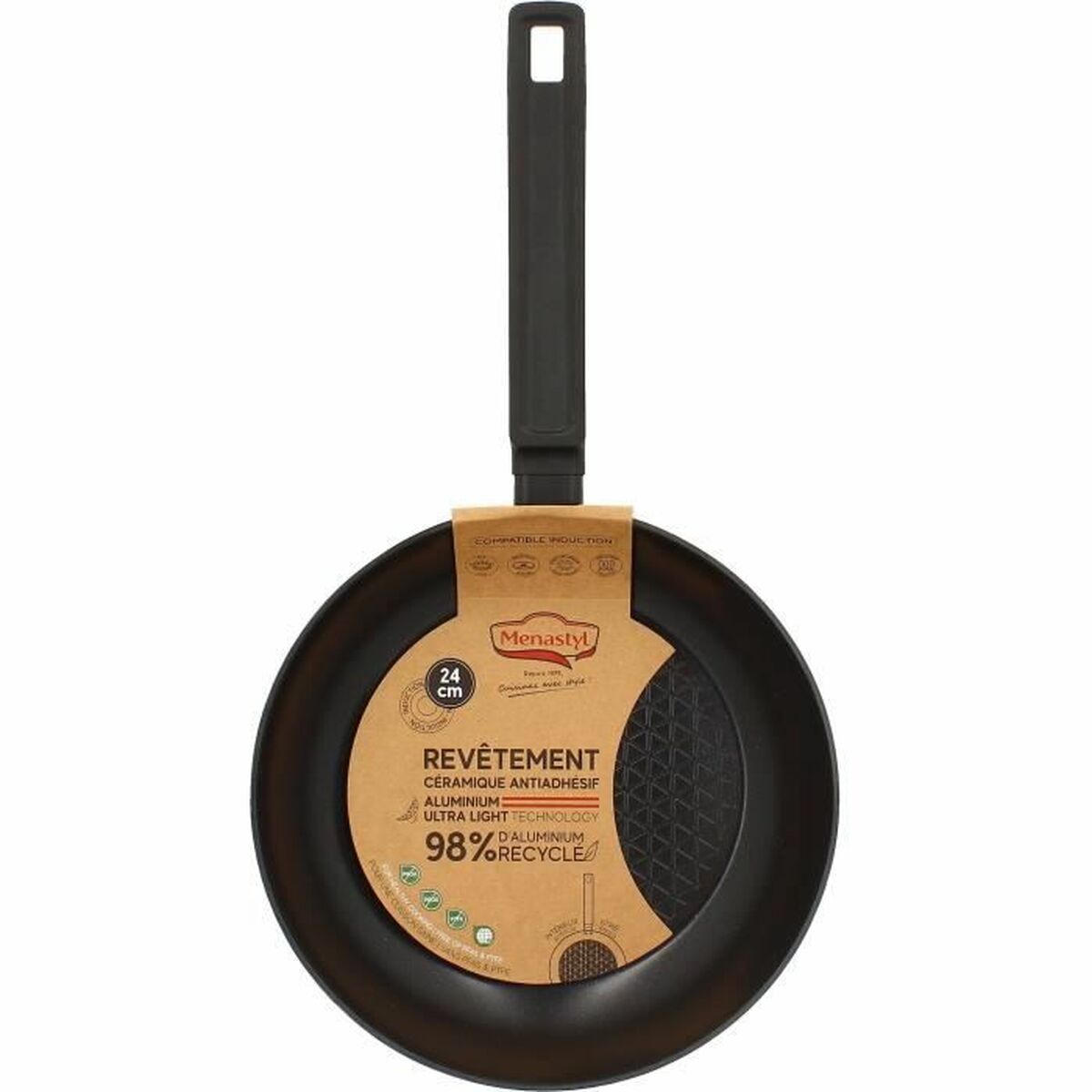 Stekpanna Menastyl Svart Smitt aluminium Ø 24 cm - 2