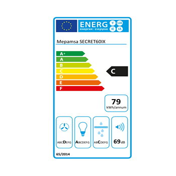 Konventionell fläkt Mepamsa SECRET 60 60 cm 69 dB 540 m³/h Rostfritt stål
