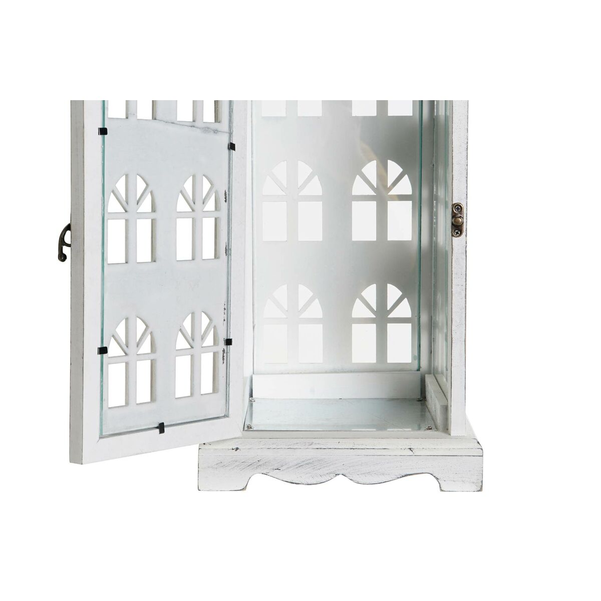 Lykta DKD Home Decor Antikbehandlad Vit Grå Trä Glas Medelhavs 19 x 19 x 51 cm - 3