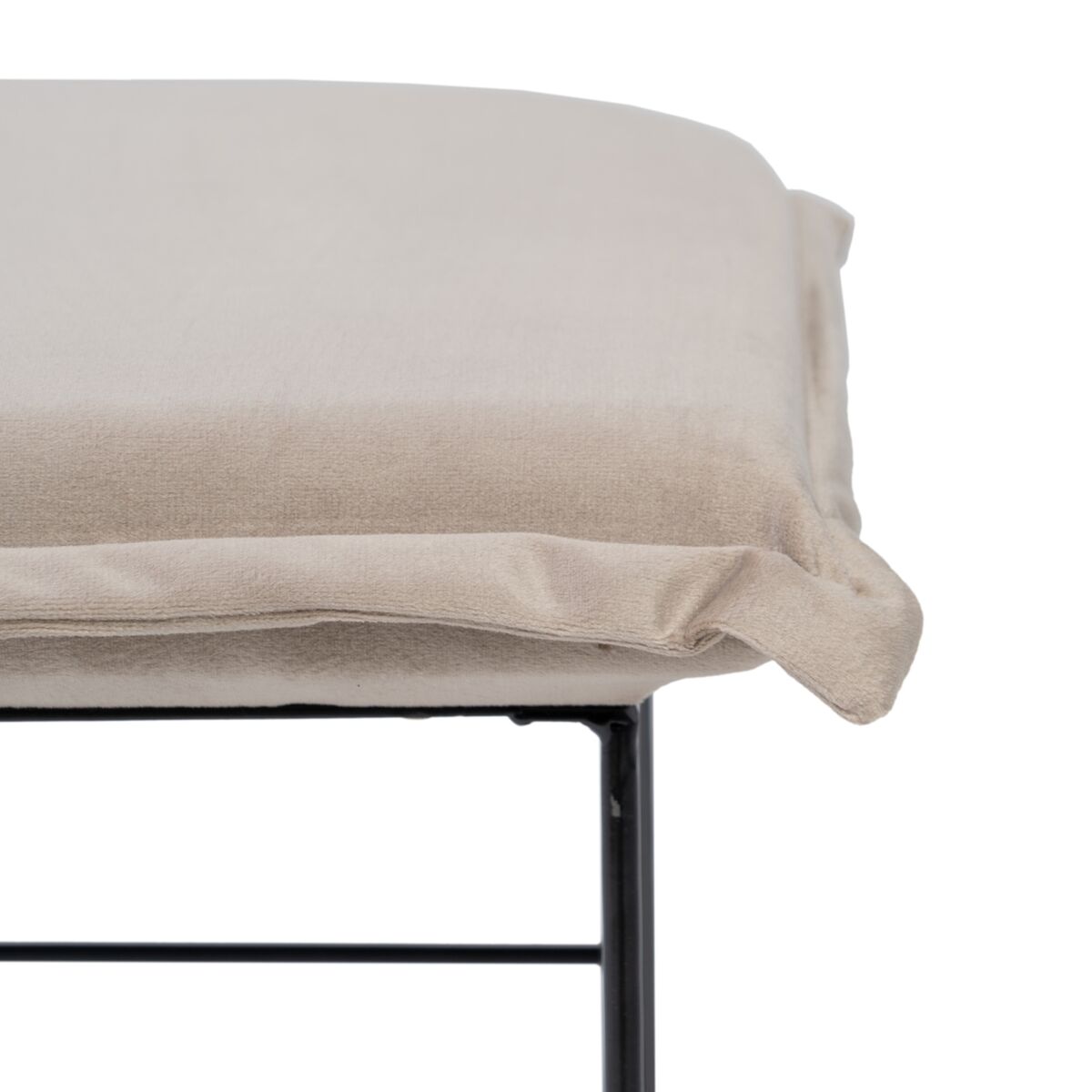 Puff Syntetmaterial Beige Metall 40 x 40 x 35 cm - 4