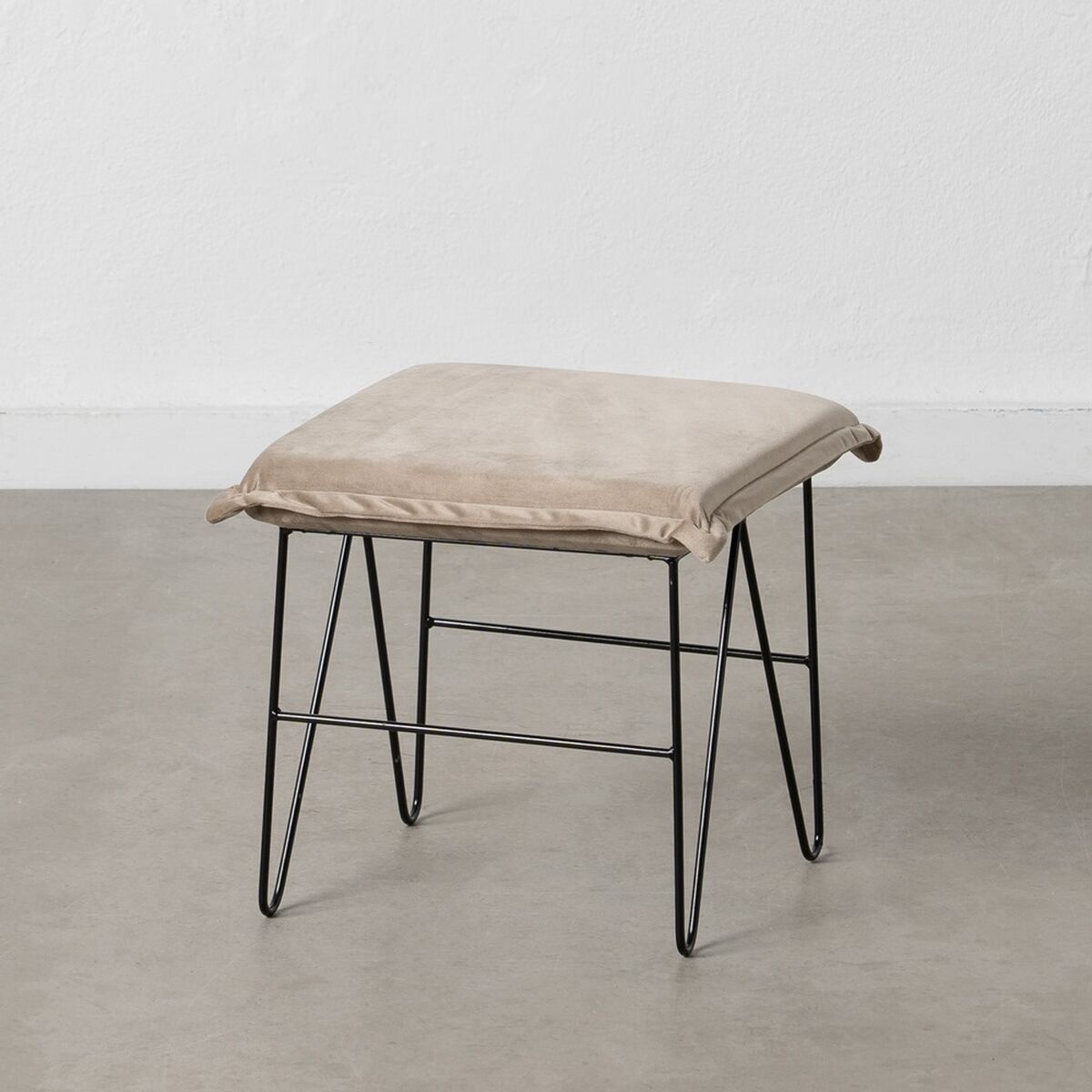 Puff Syntetmaterial Beige Metall 40 x 40 x 35 cm - 7